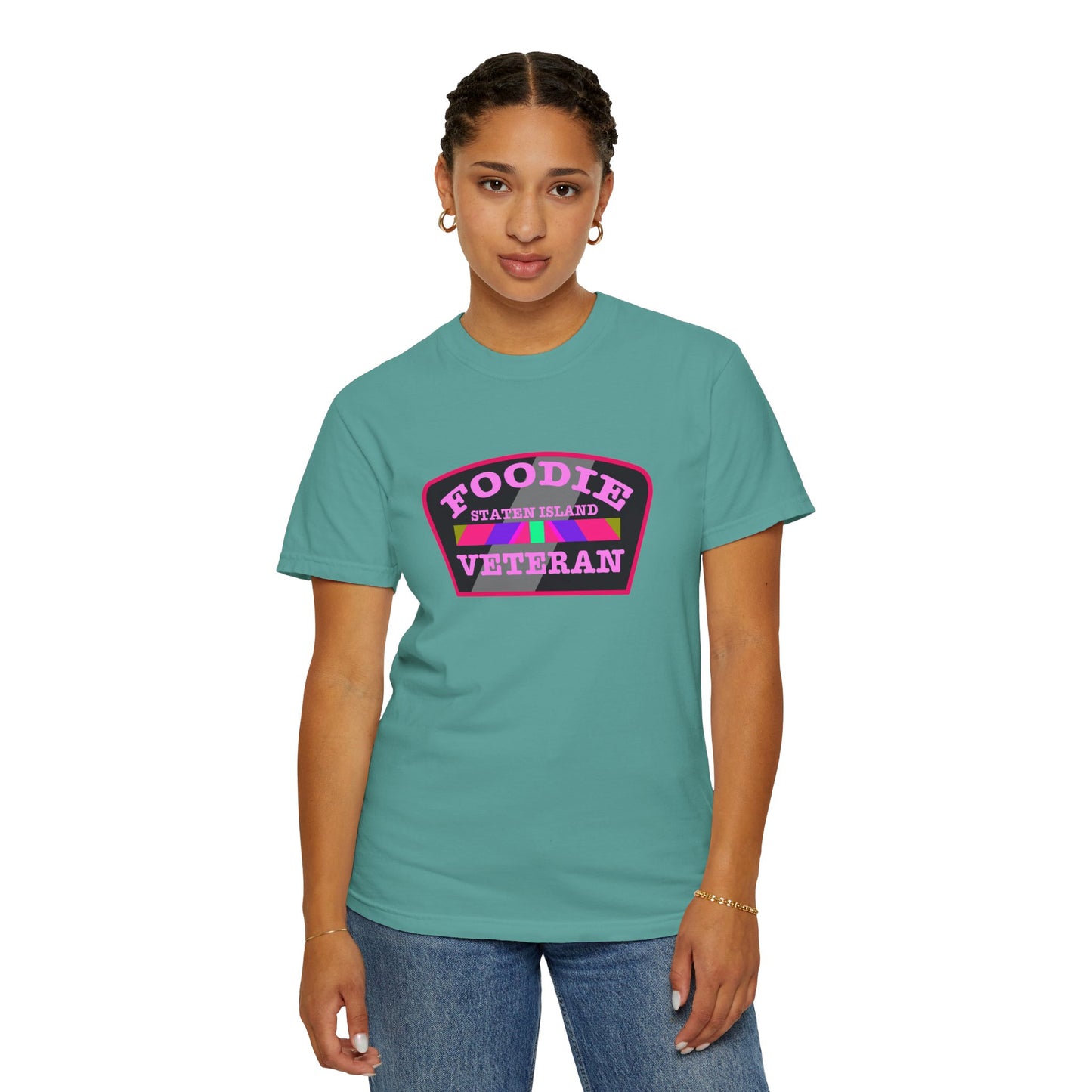 L.O.E.F Foodie Veteran STATEN ISLAND Unisex Tee Shirt (Pink)
