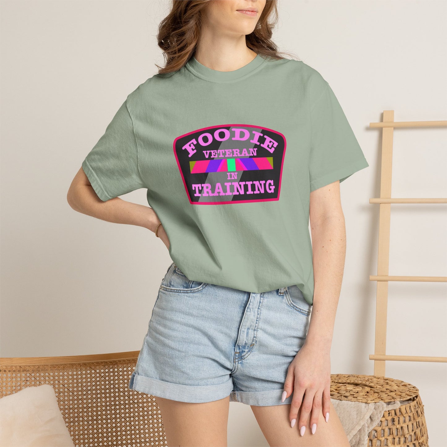 L.O.E.F Foodie Veteran IN TRAINING Unisex Tee Shirt (Pink)