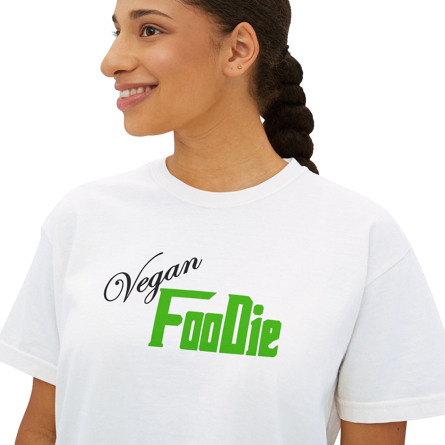 L.O.E.F Women Vegan Foodie Boxy Tee (Kelly Green)