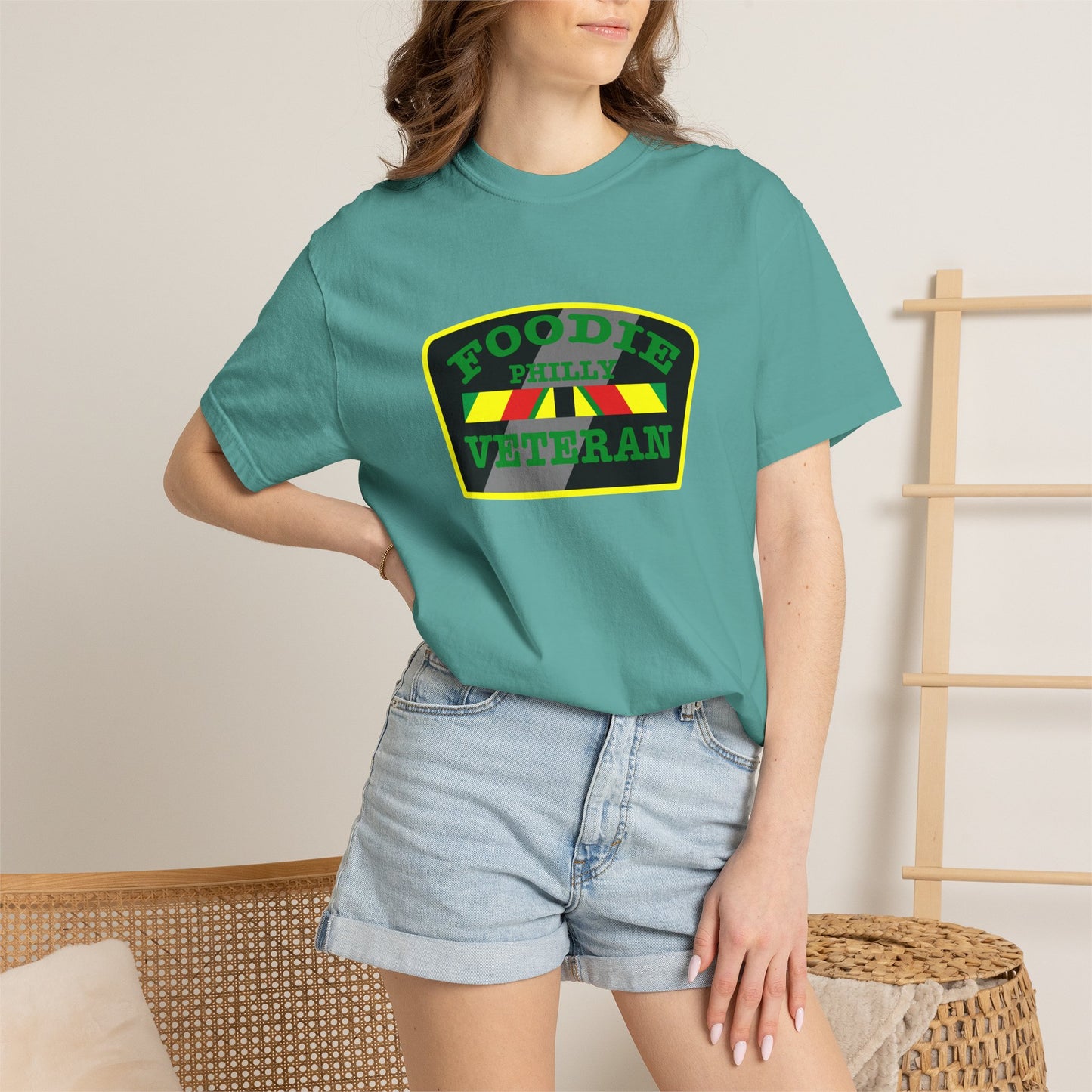 L.O.E.F Foodie Veteran PHILLY Unisex Tee Shirt (Green)