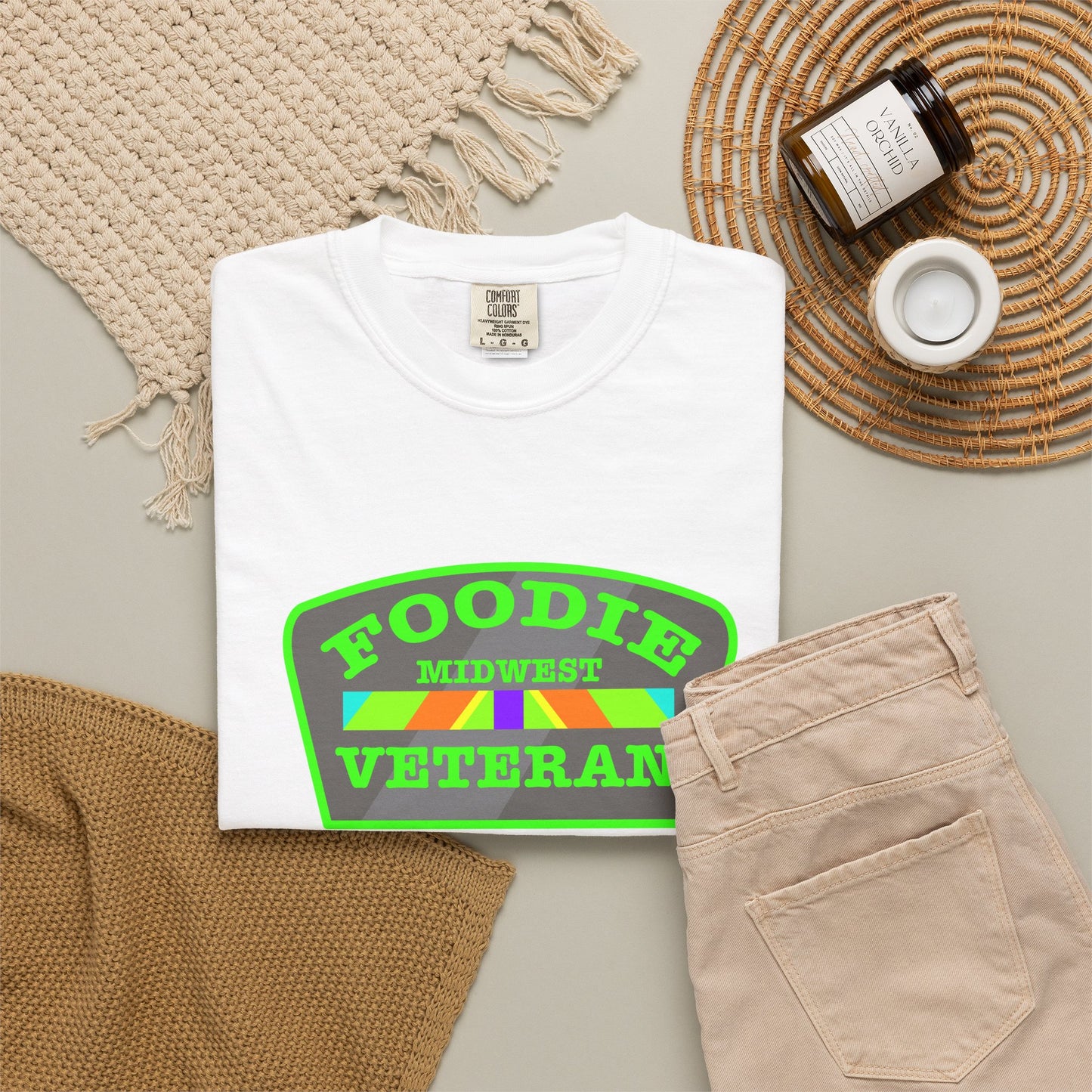 L.O.E.F Foodie Veteran MIDWEST Unisex Tee Shirt (Neon Green)