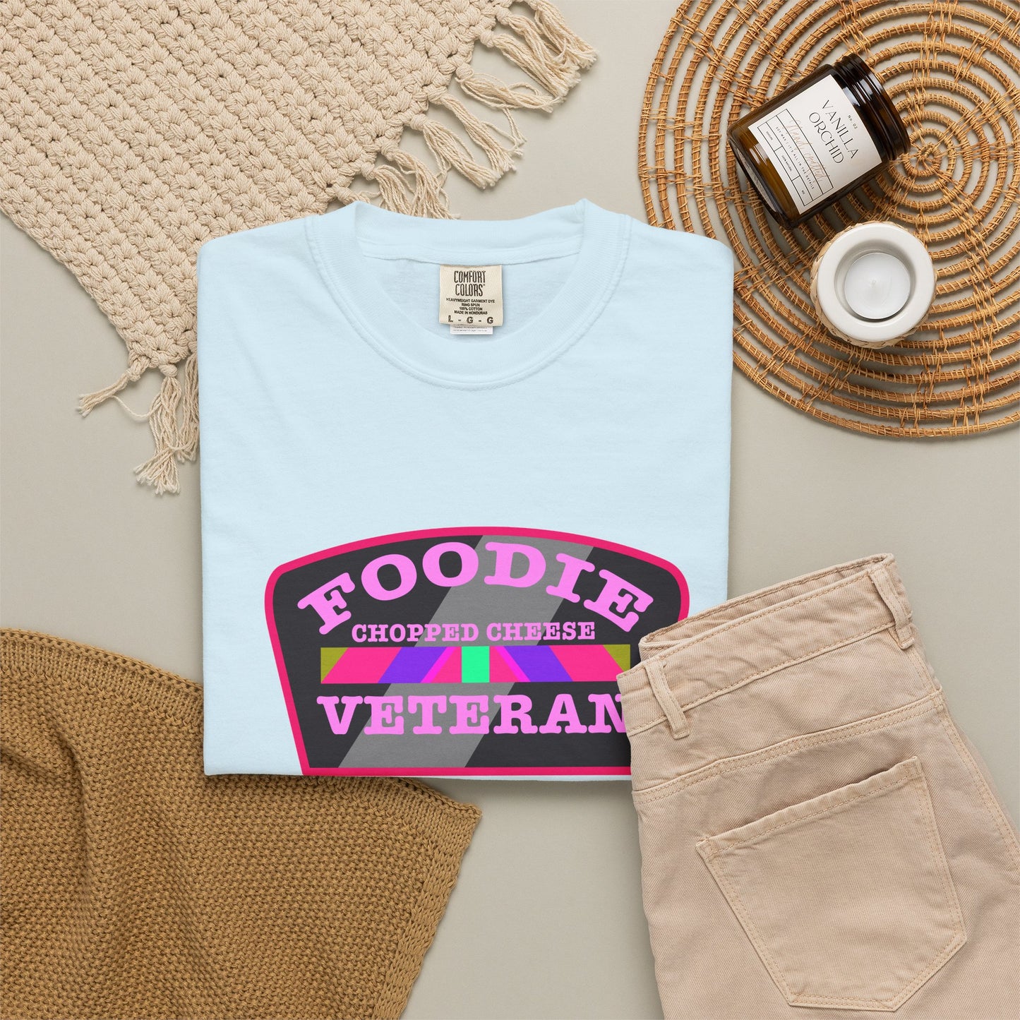 L.O.E.F Foodie Veteran Chopped Cheese Unisex Tee Shirt (Pink)