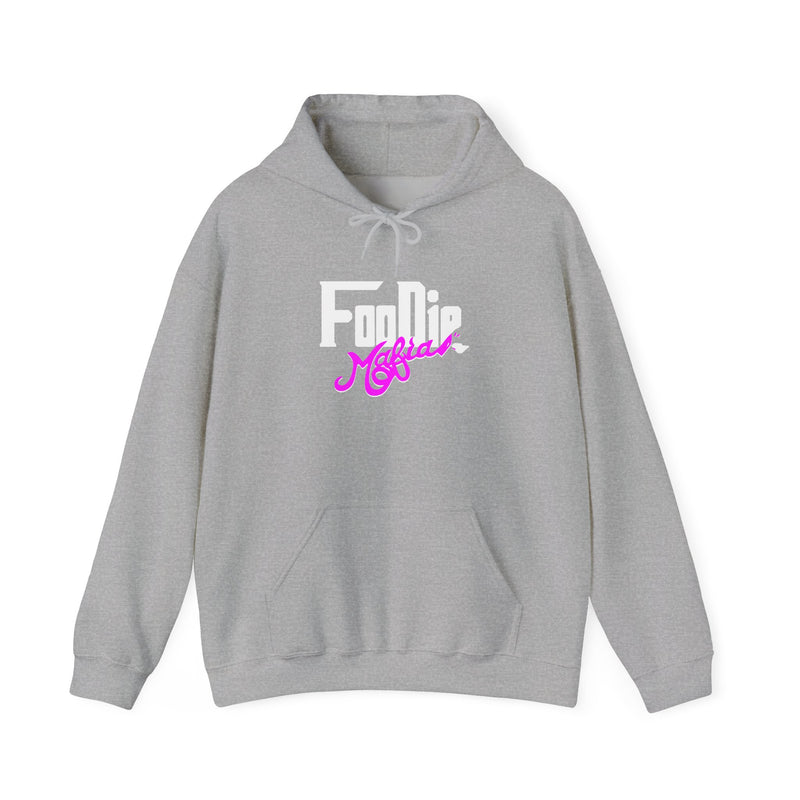 L.O.E.F White Foodie Mafia Unisex Hooded Sweatshirt (Fuchsia)