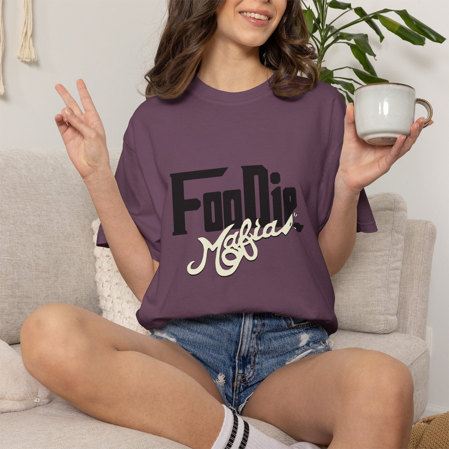 L.O.E.F Foodie Mafia Unisex Tee Shirt (Cream)