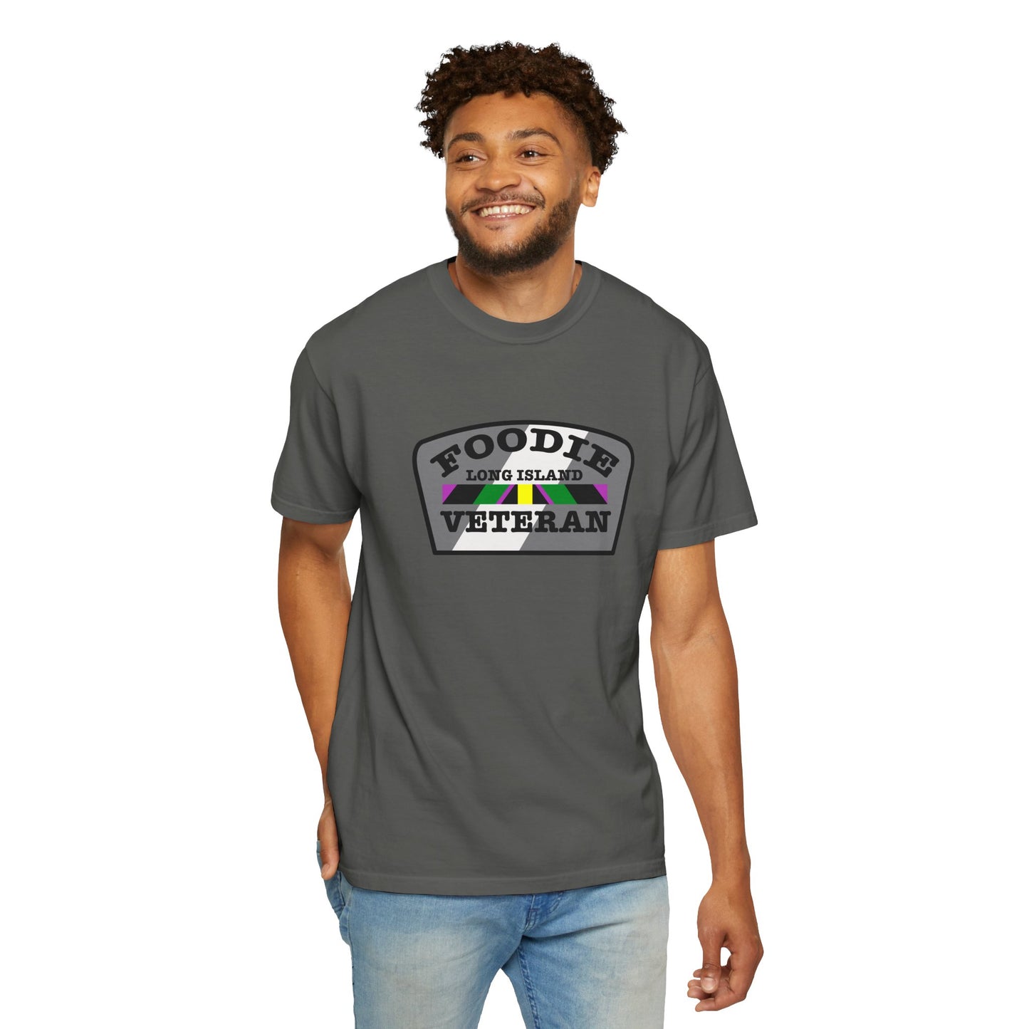 L.O.E.F Foodie Veteran Long Island Unisex Tee Shirt (Gray)