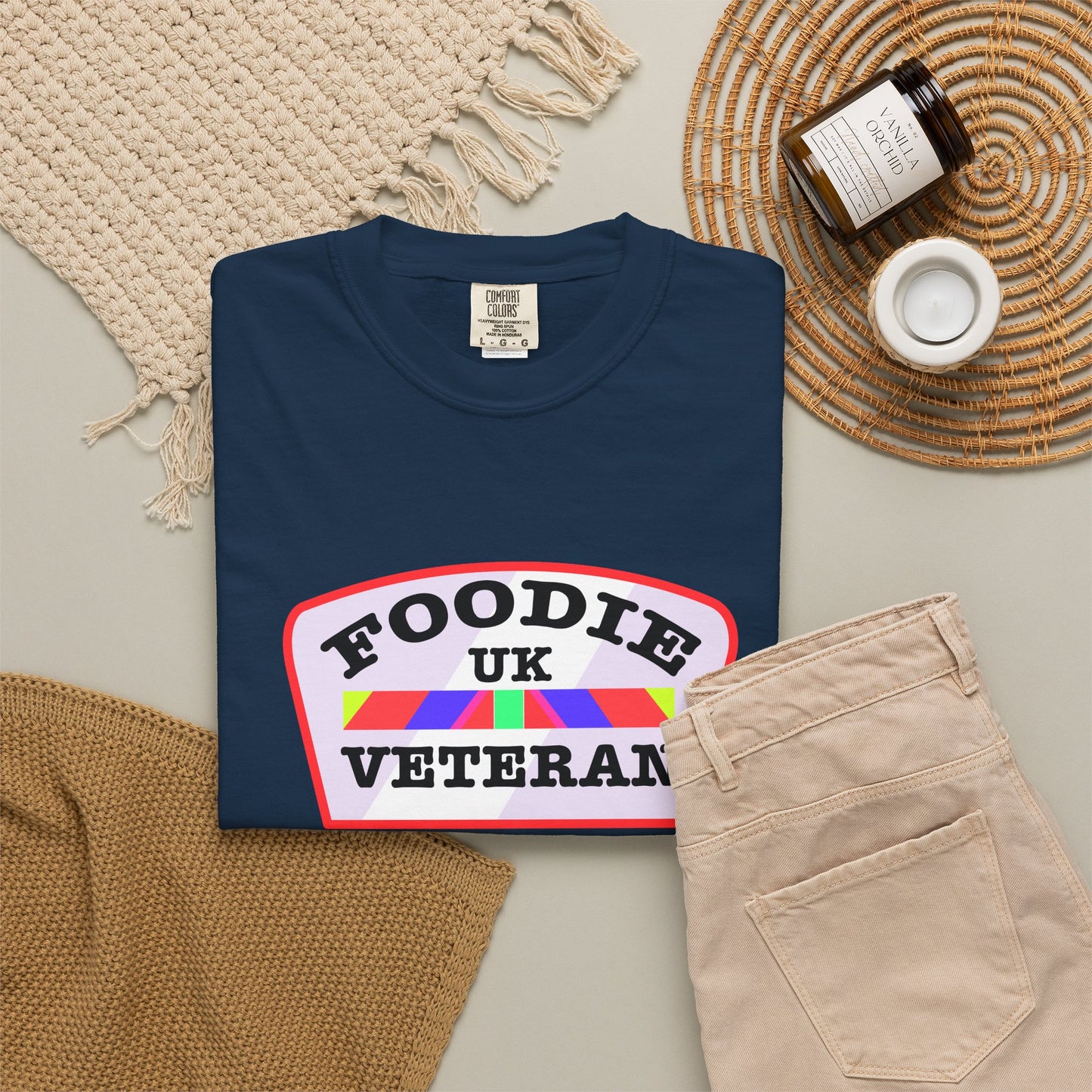 L.O.E.F Foodie Veteran UK Unisex Tee Shirt (Soft Pink)