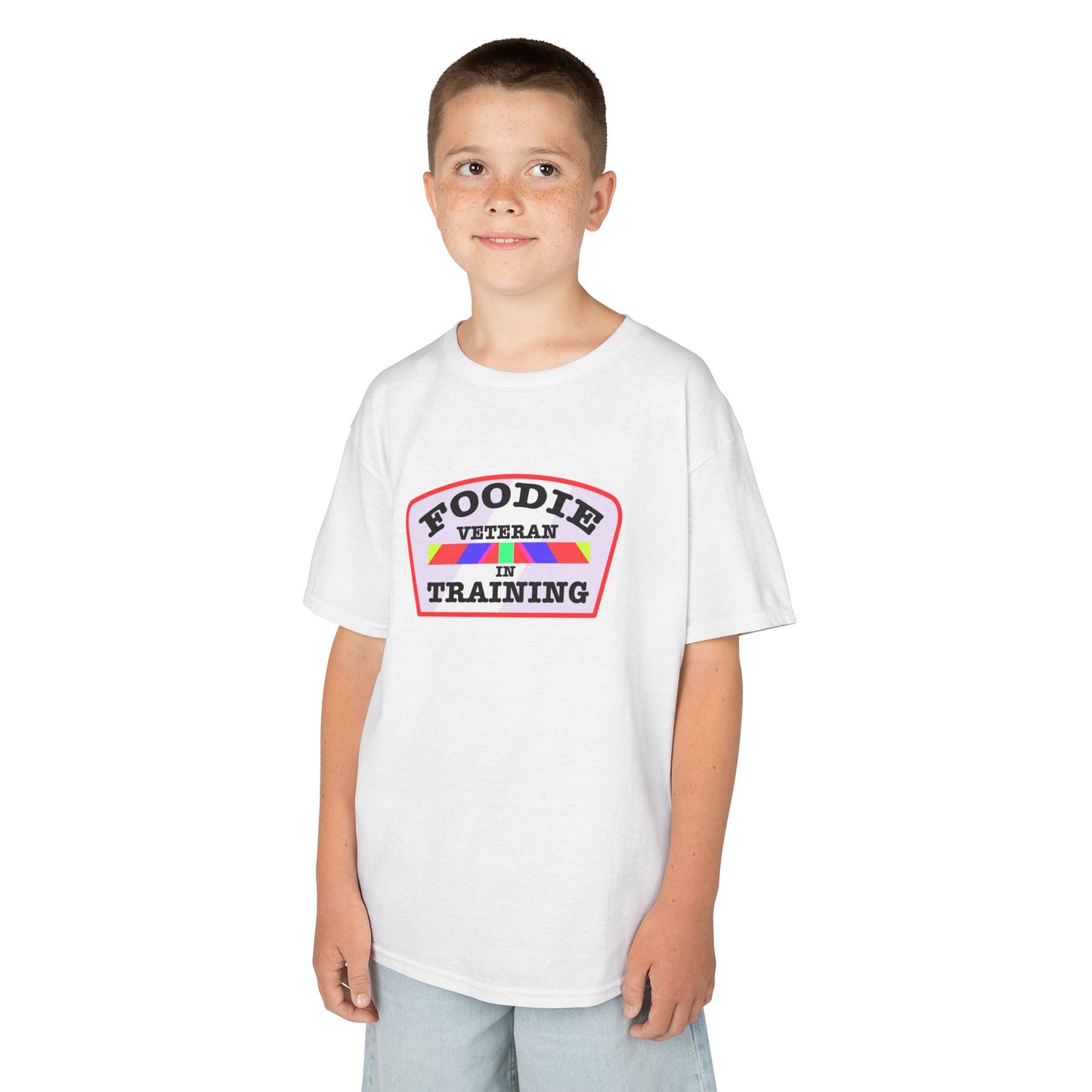 L.O.E.F Foodie Veteran In Training Kids Tee Shirt (Soft Pink)