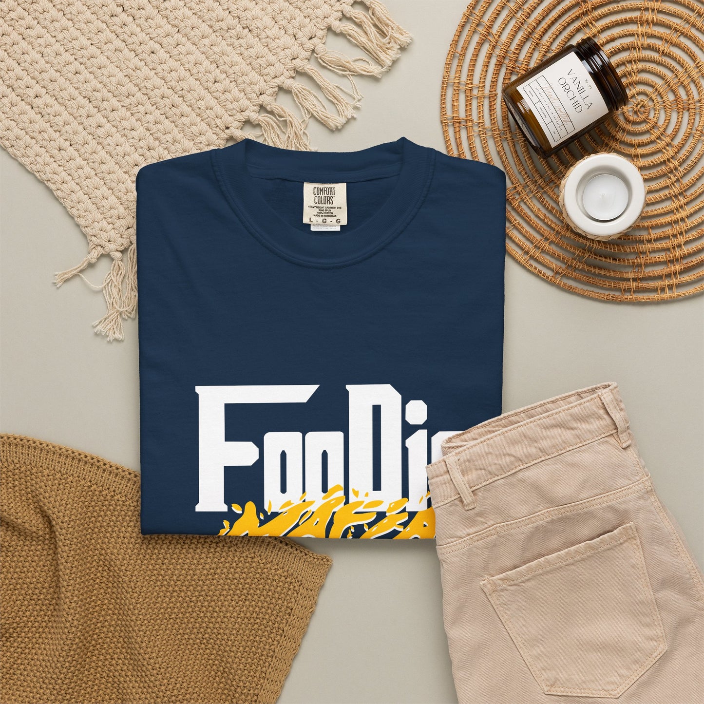 L.O.E.F White Foodie Mafia Unisex Tee shirt (Bright Yellow)