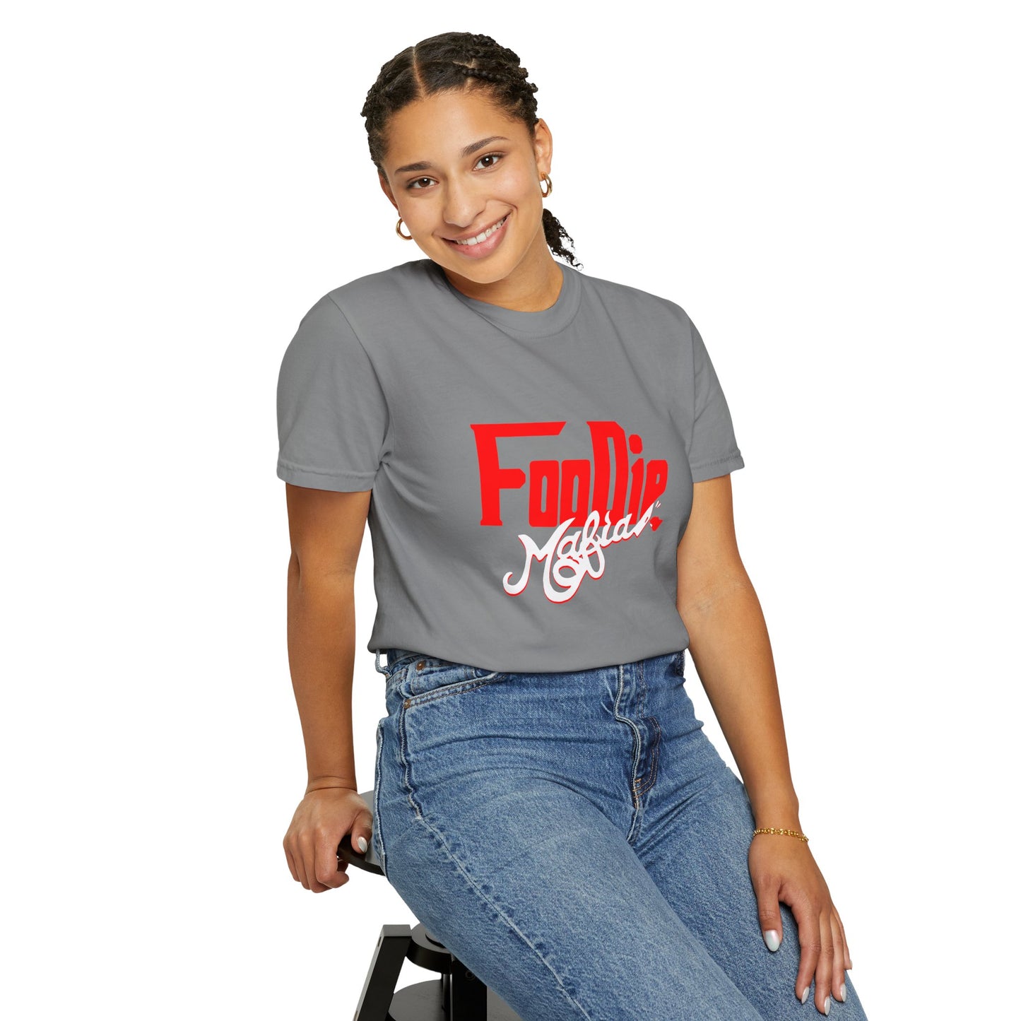 L.O.E.F Red Foodie Mafia Unisex Tee Shirt (White)
