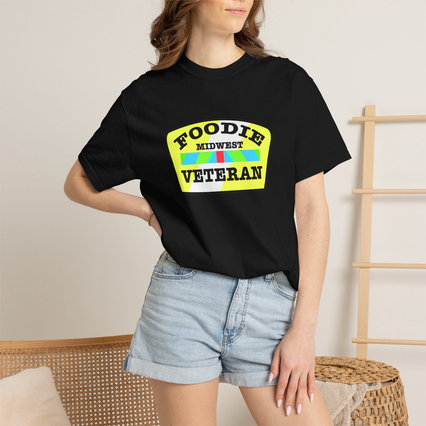 L.O.E.F Foodie Veteran MIDWEST Unisex Tee Shirt (Black and Yellow)