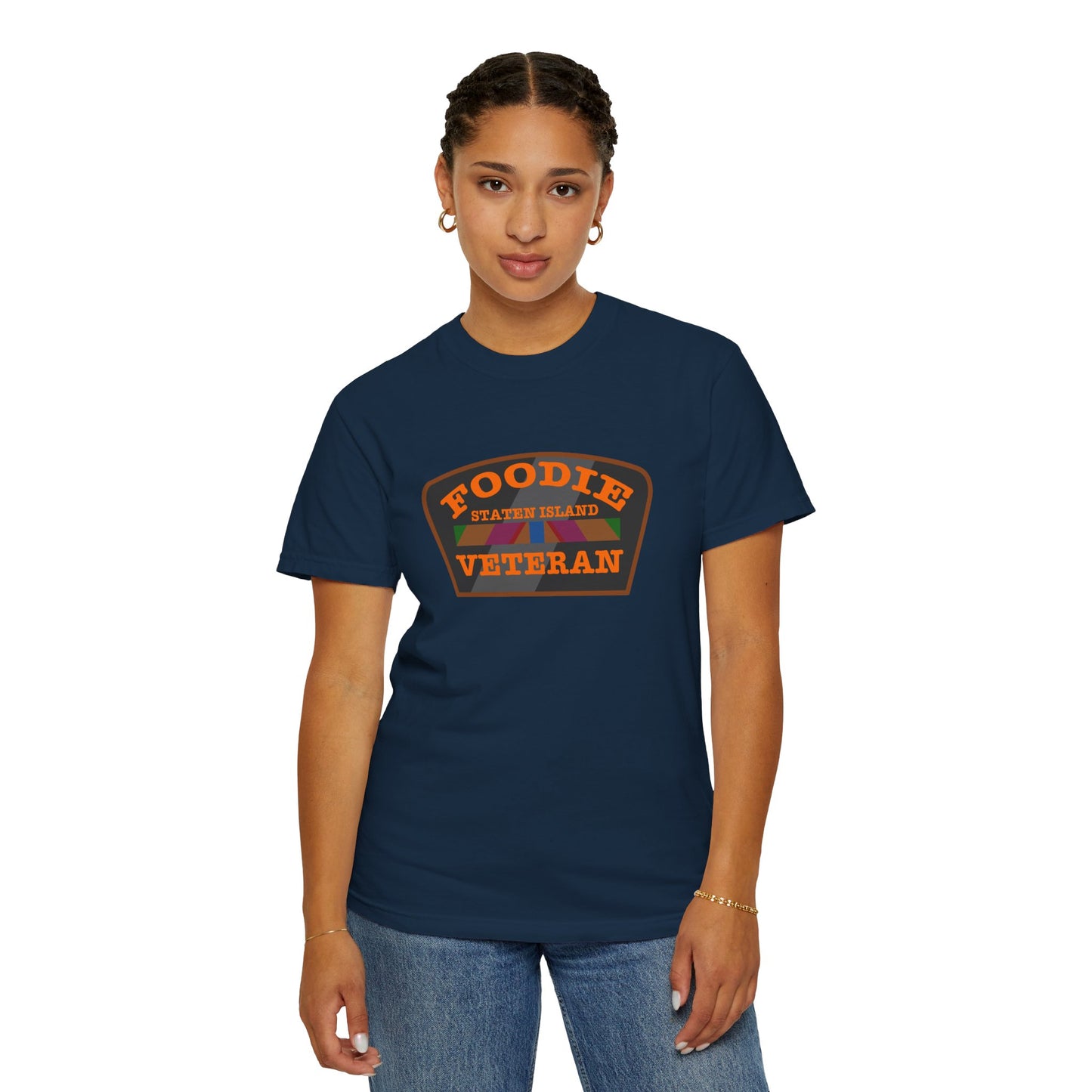 L.O.E.F Foodie Veteran STATEN ISLAND Unisex Tee Shirt (Orange)