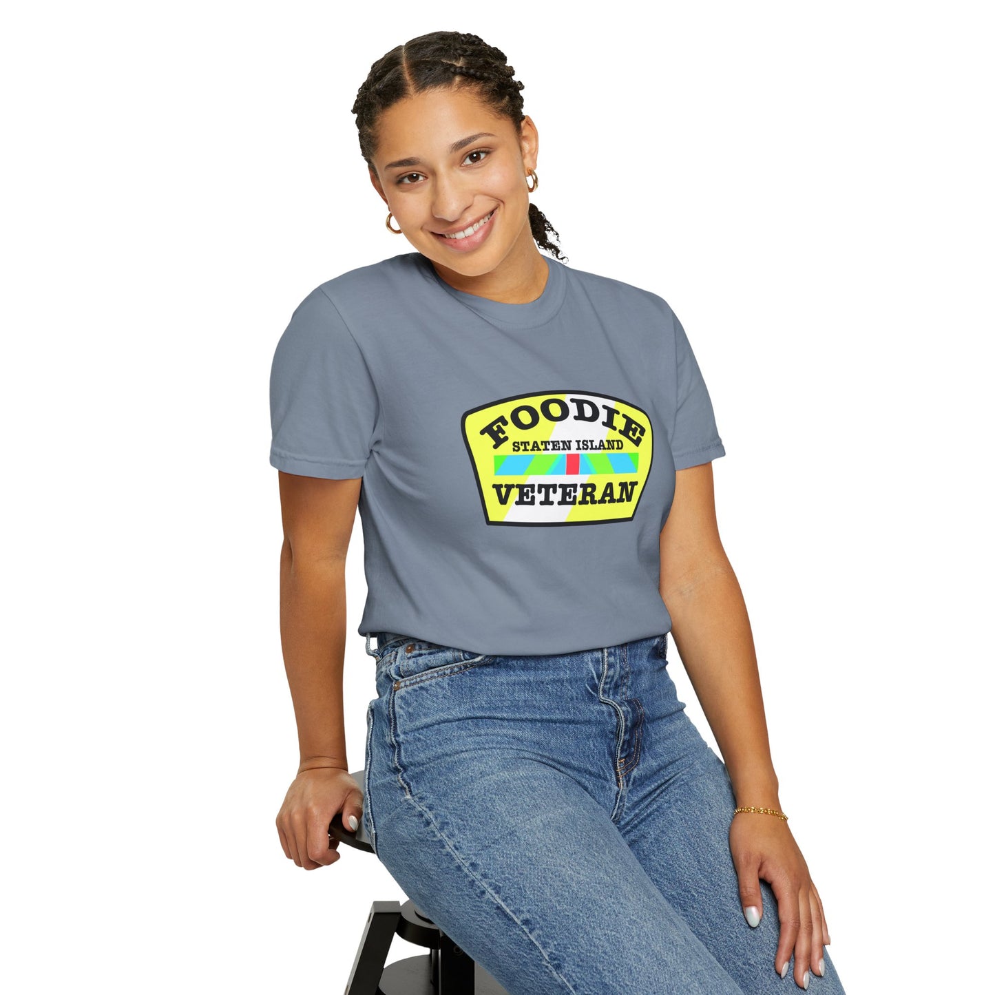 L.O.E.F Foodie Veteran STATEN ISLAND Unisex Tee Shirt (Yellow and Black)