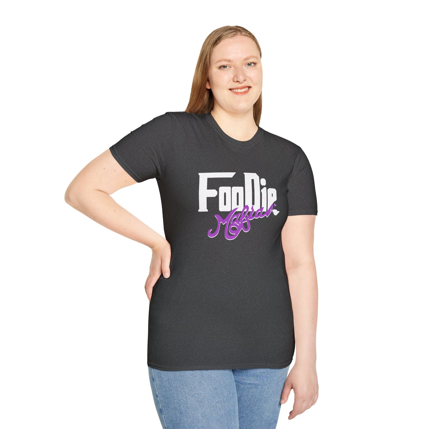 L.O.E.F White Foodie Mafia Unisex Tee Shirt  (Purple)