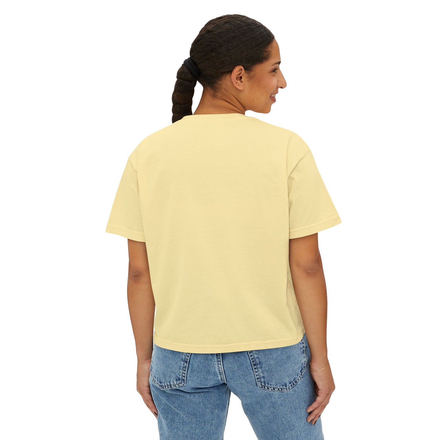 L.O.E.F FOO FOO FOODIE Women Boxy Tee(Dark Gray)