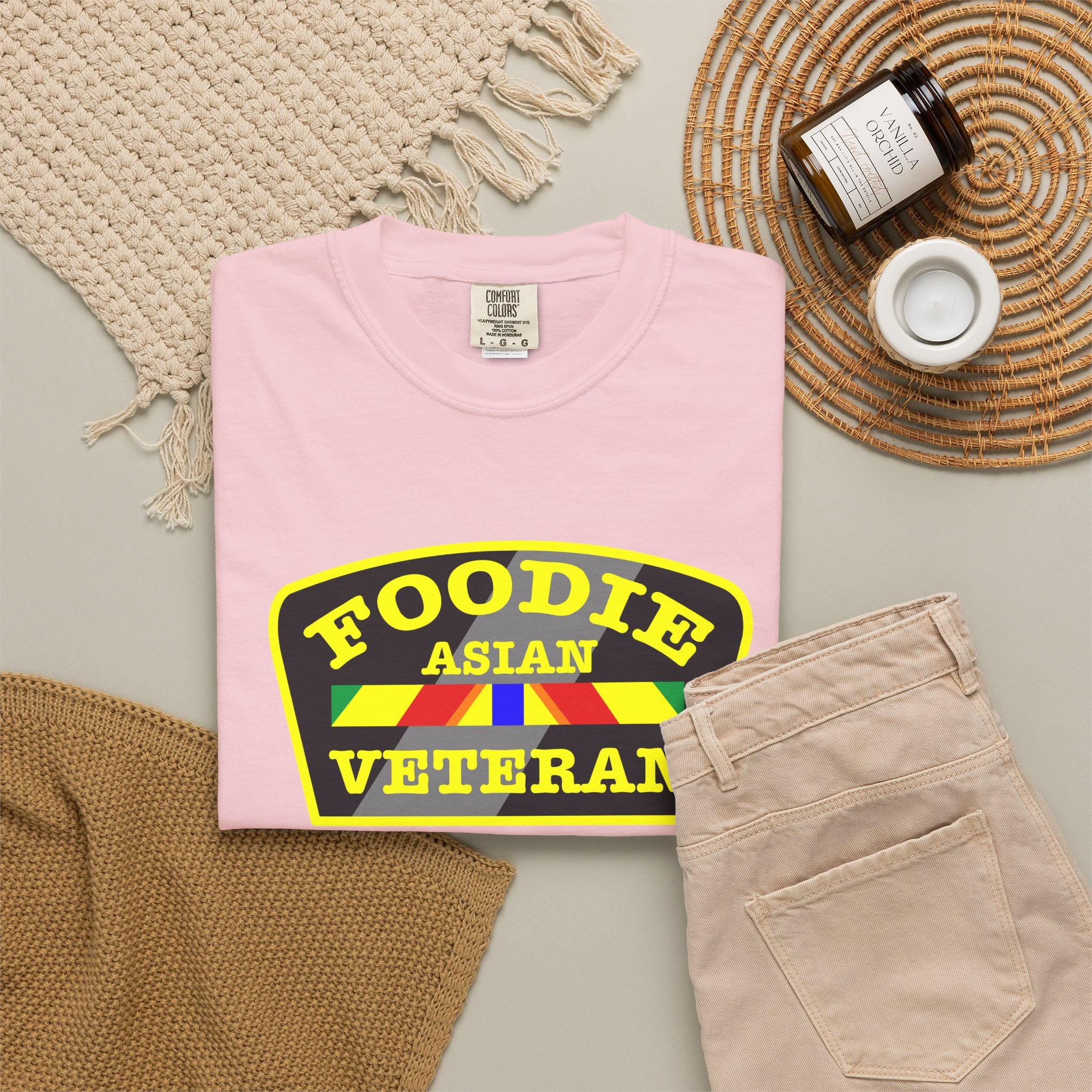 L.O.E.F Foodie Veteran ASIAN Unisex Tee Shirt (Yellow)