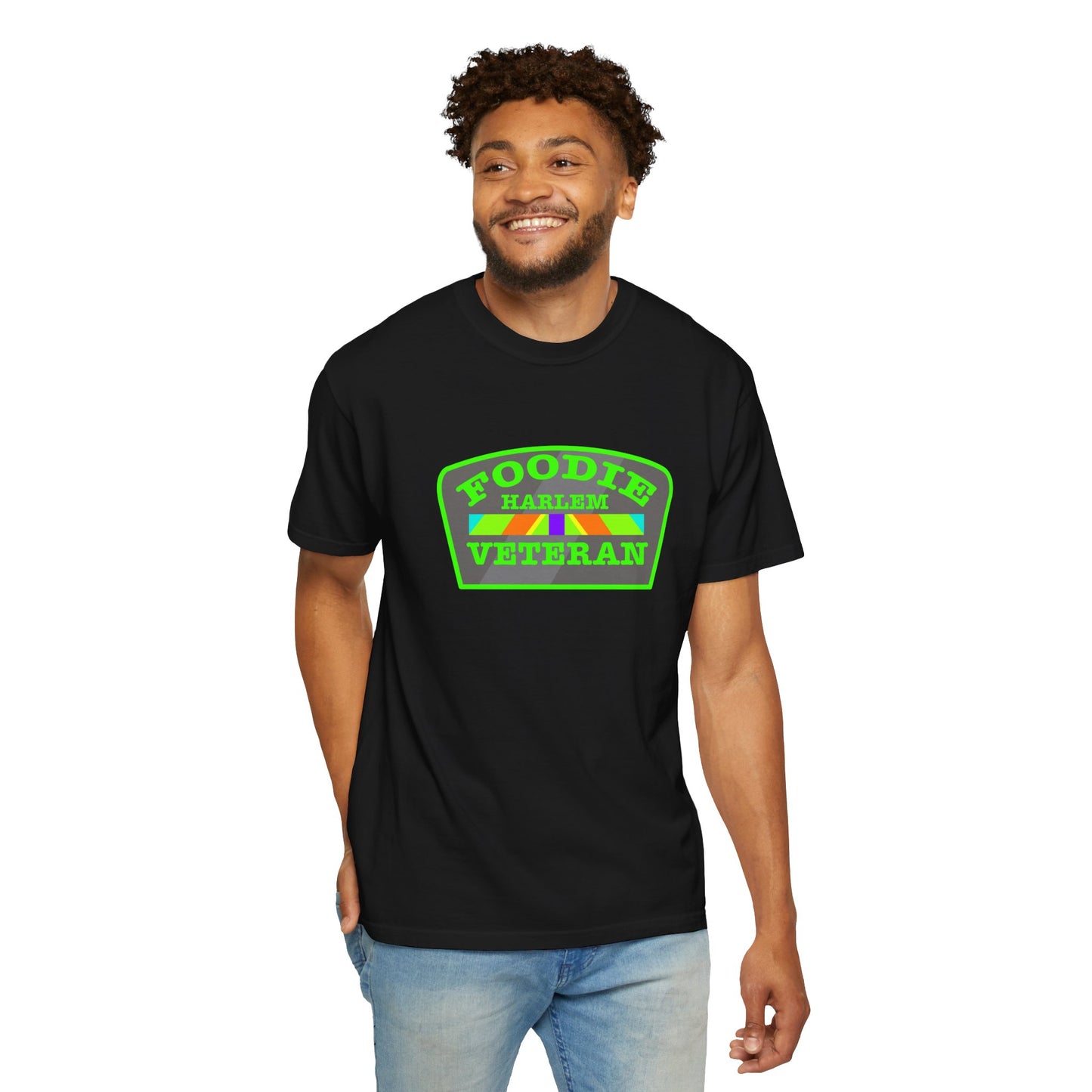 L.O.E.F Foodie Veteran HARLEM Unisex Tee Shirt (Neon Green)
