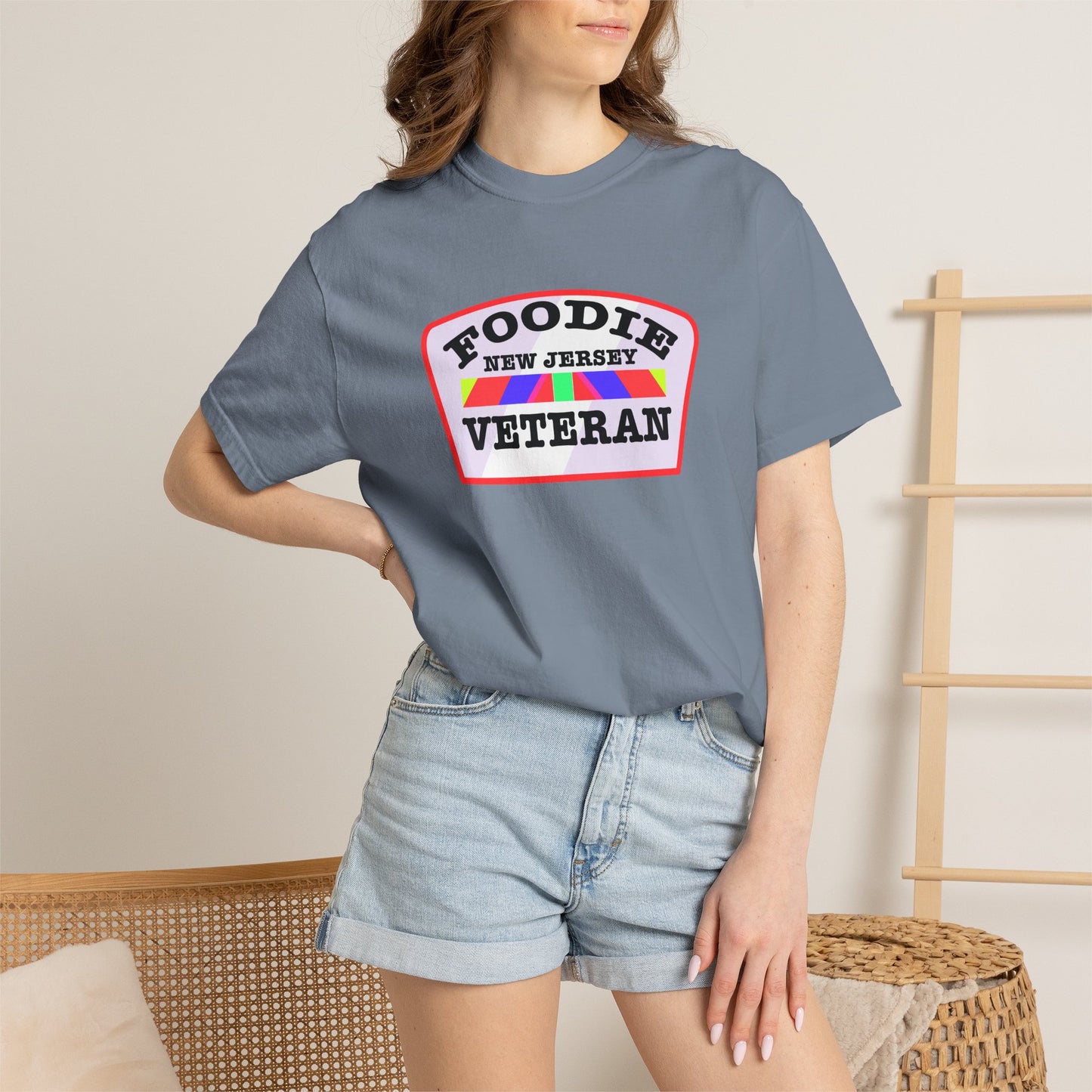 L.O.E.F Foodie Veteran NEW JERSEY Unisex Tee Shirt (Soft Pink)
