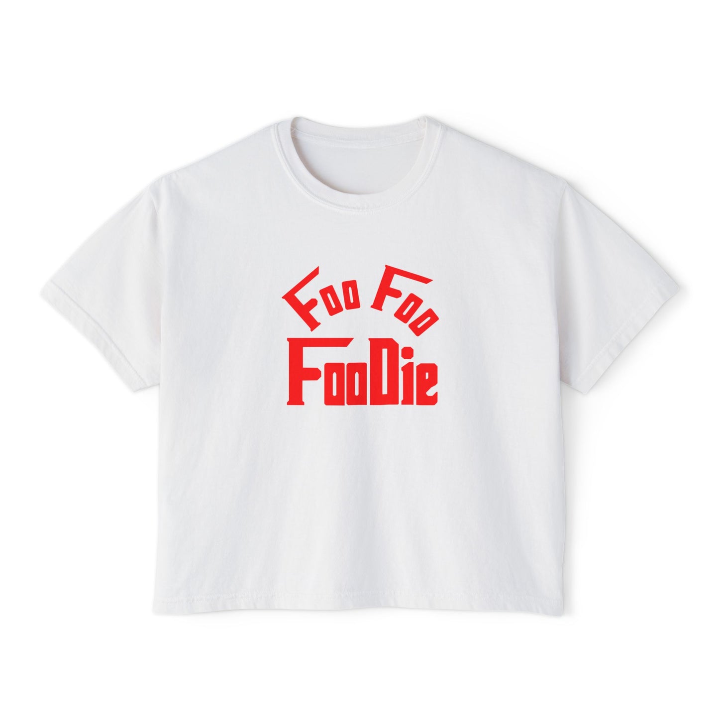L.O.E.F FOO FOO FOODIE Women Boxy Tee(Fiery Red)