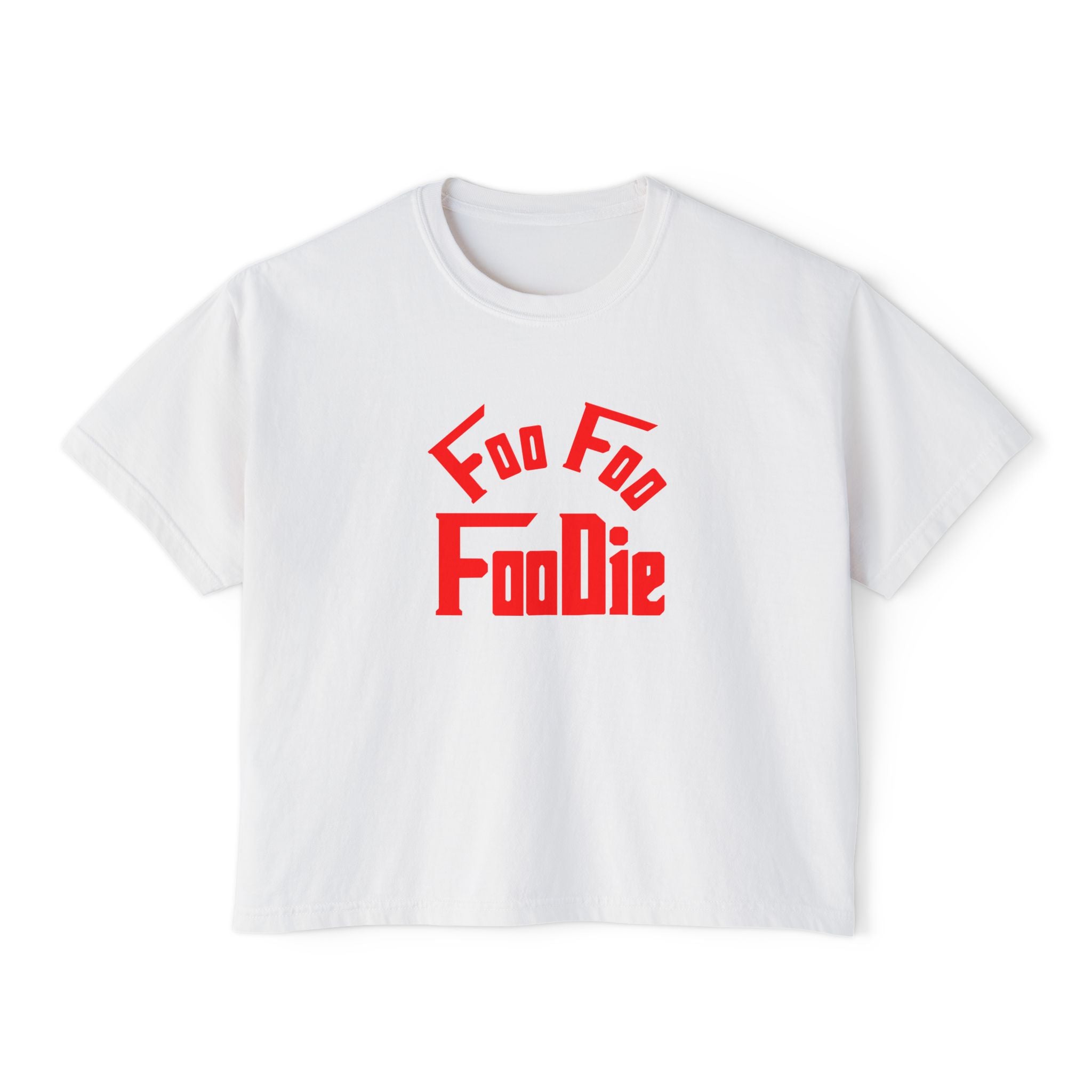 L.O.E.F FOO FOO FOODIE Women Boxy Tee(Fiery Red)