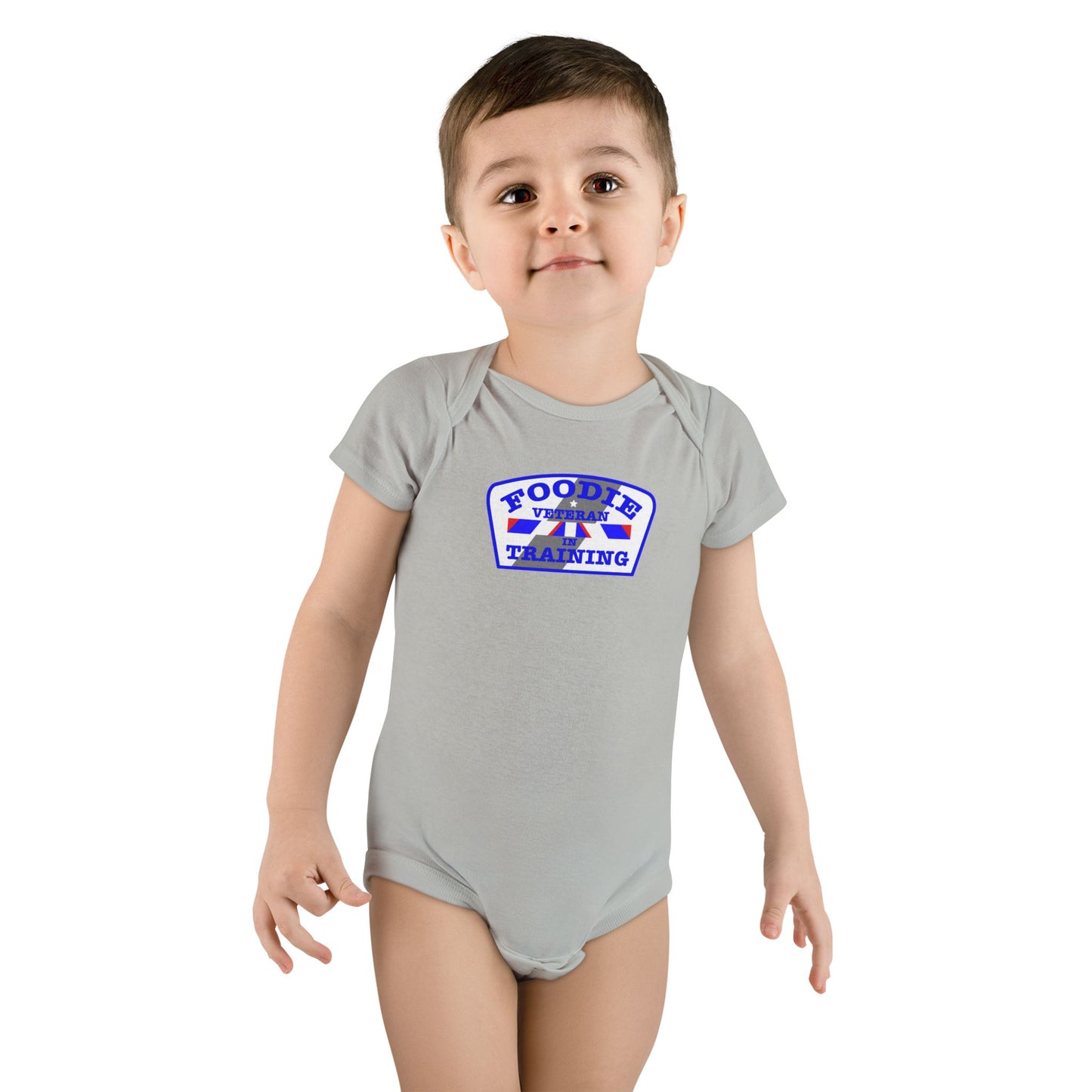 L.O.E.F Foodie Veteran In Training Baby Bodysuit (Blue)