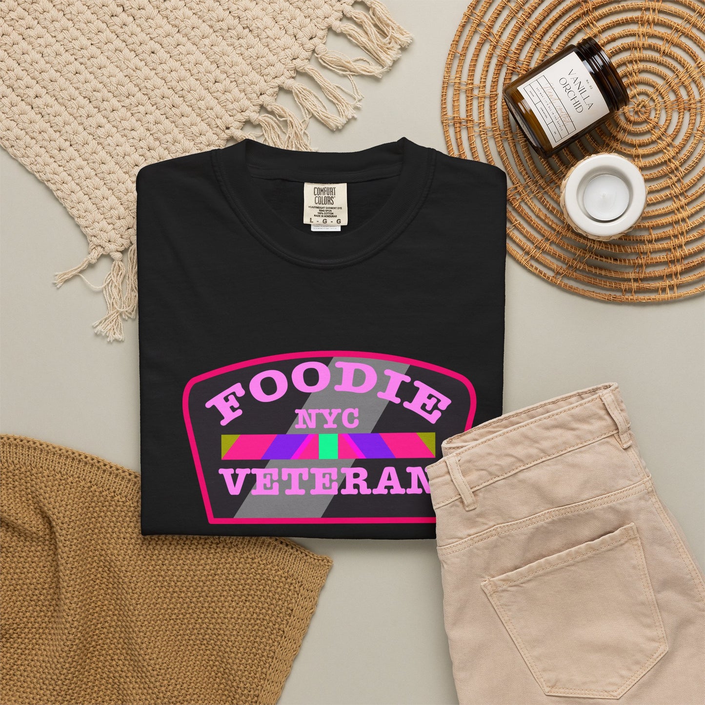 L.O.E.F Foodie Veteran NYC Unisex Tee Shirt (Pink)