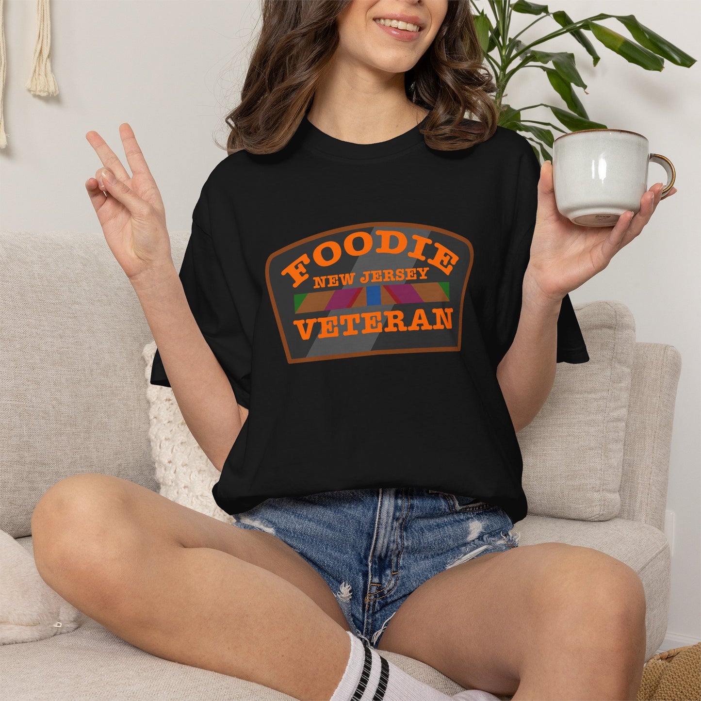L.O.E.F Foodie Veteran NEW JERSEY Unisex Tee Shirt (Orange)