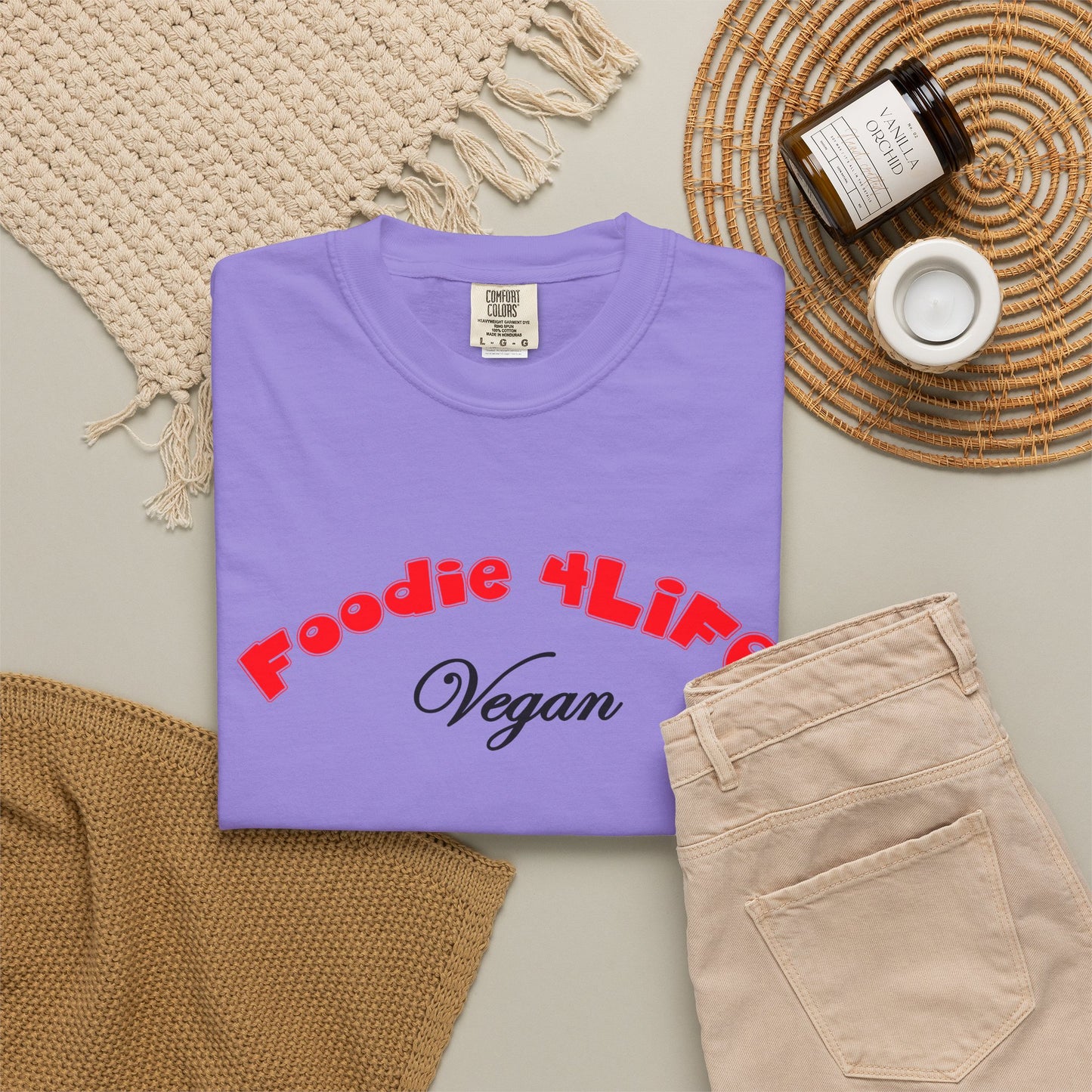 L.O.E.F Foodie 4Life Vegan Unisex Tee Shirt (Fiery Red)