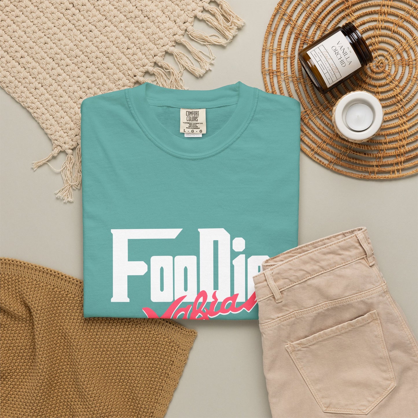 L.O.E.F White Foodie Mafia Unisex Tee shirt (Fiery Red)