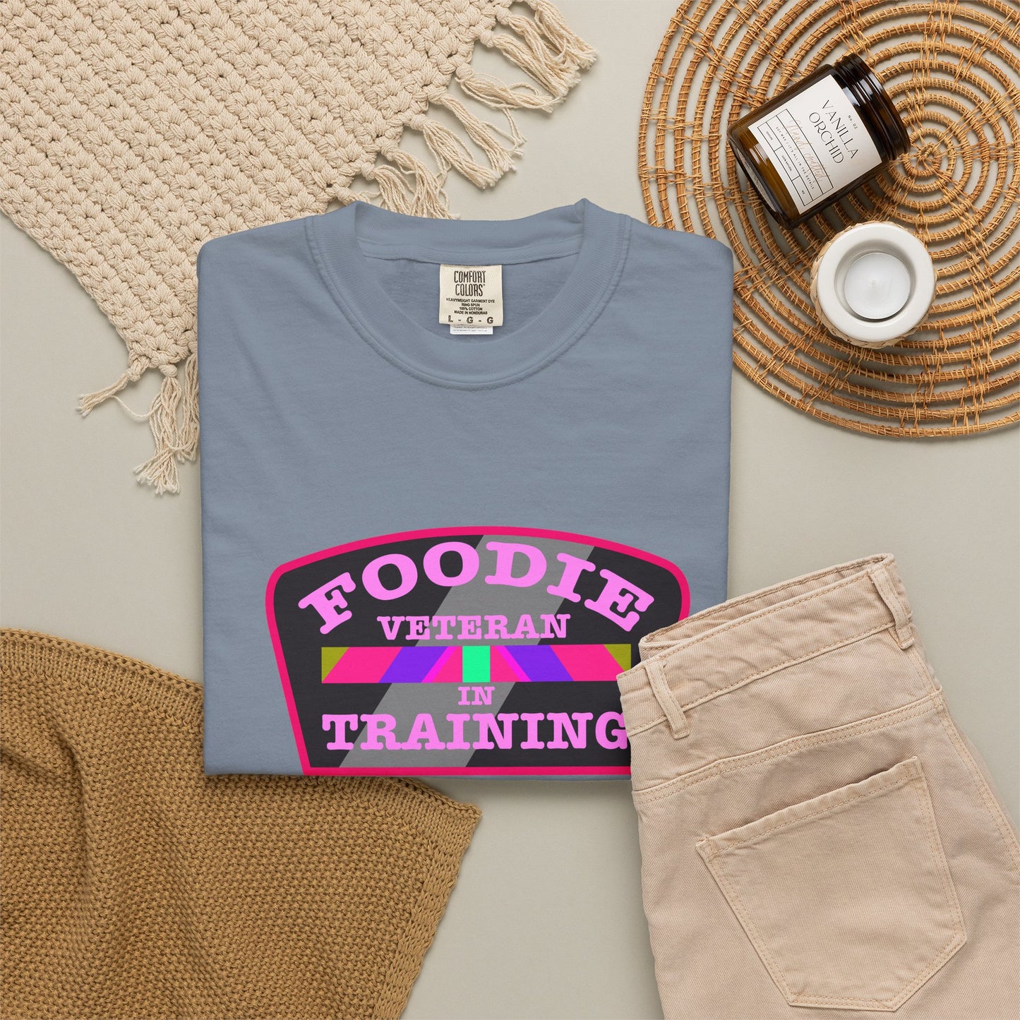 L.O.E.F Foodie Veteran IN TRAINING Unisex Tee Shirt (Pink)