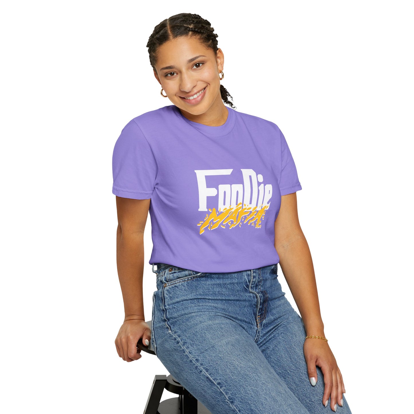 L.O.E.F White Foodie Mafia Unisex Tee shirt (Bright Yellow)