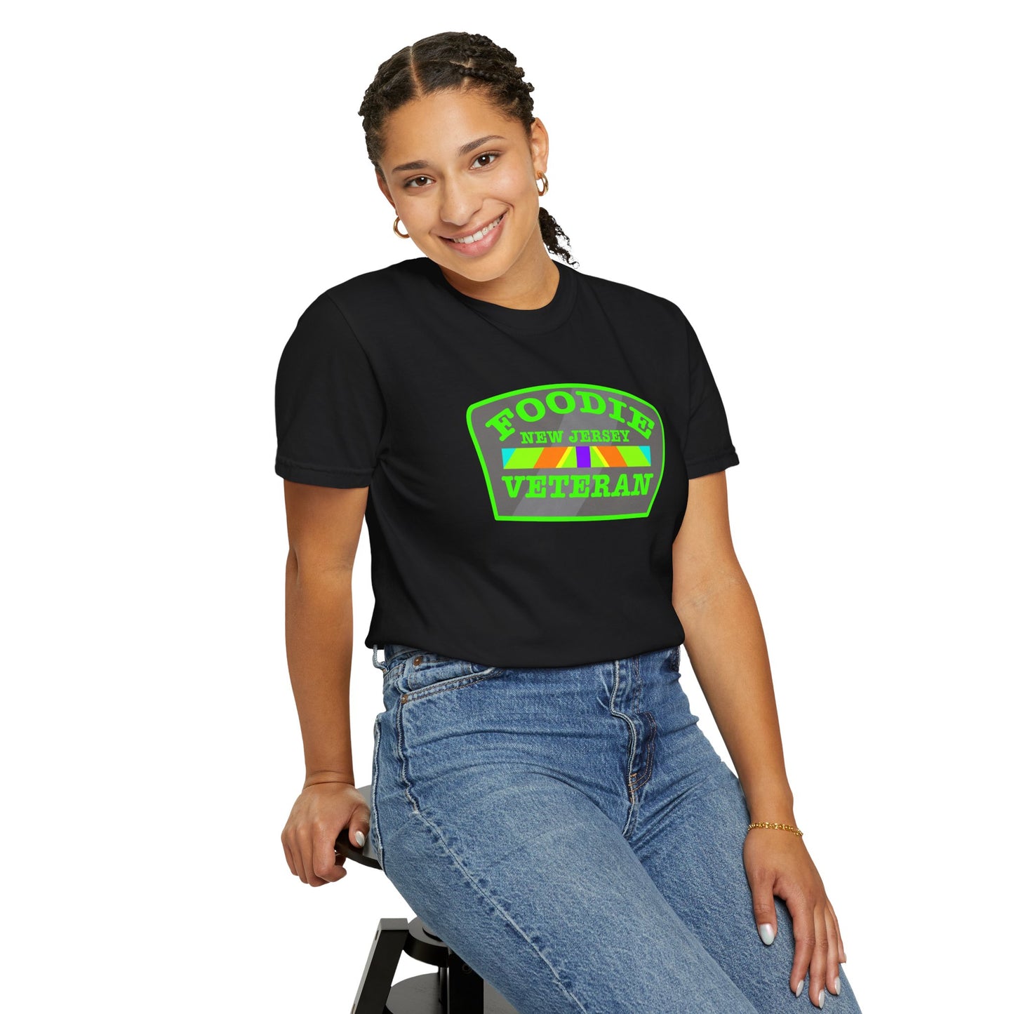 L.O.E.F Foodie Veteran NEW JERSEY Unisex Tee Shirt (Neon Green)