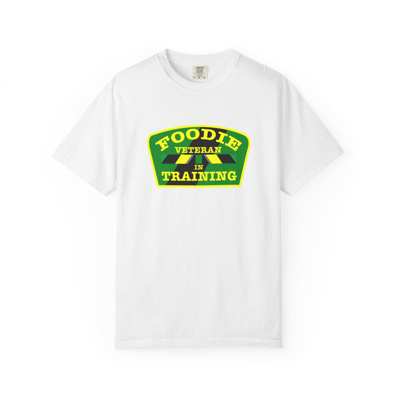L.O.E.F Foodie Veteran IN TRAINING Unisex Tee Shirt (Yellow and Green)