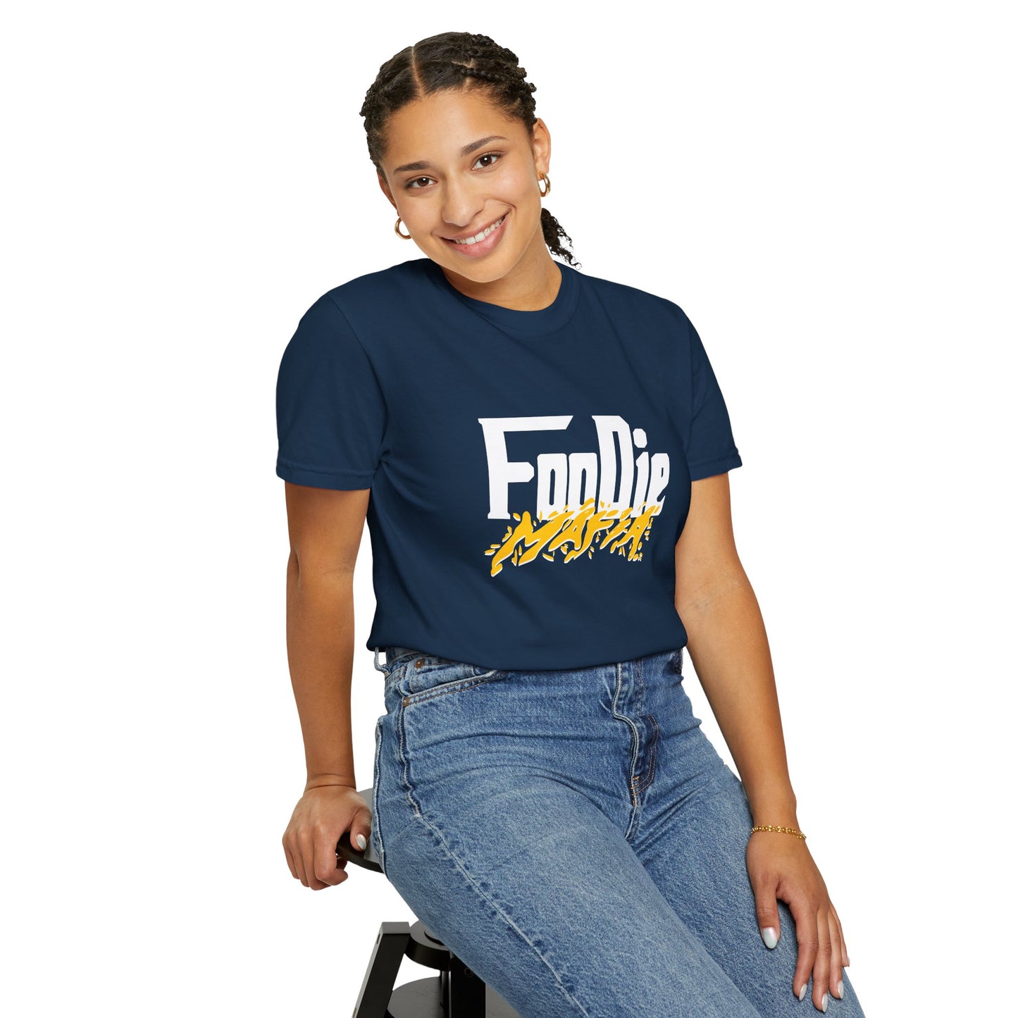L.O.E.F White Foodie Mafia Unisex Tee shirt (Bright Yellow)