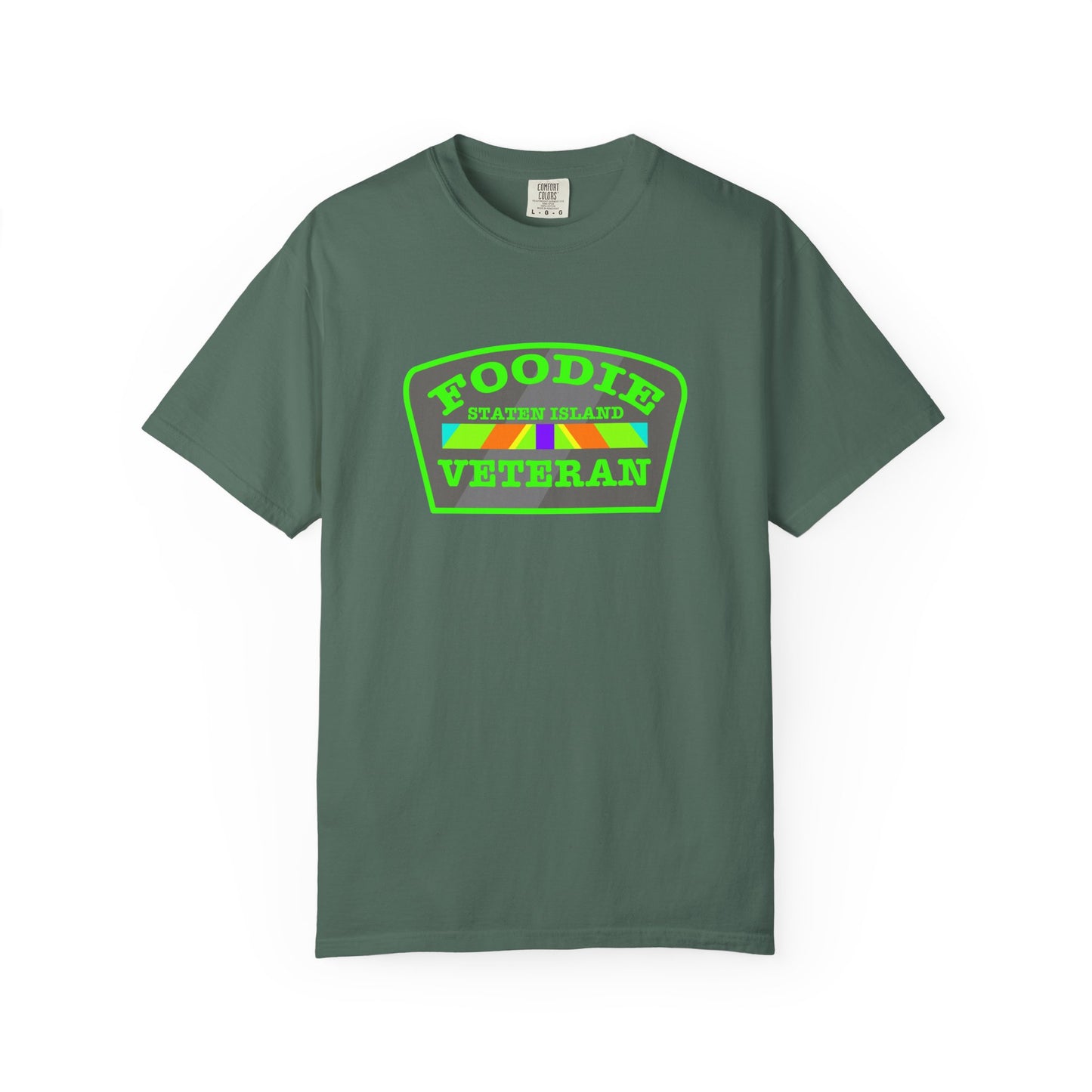 L.O.E.F Foodie Veteran STATEN ISLAND Unisex Tee Shirt (Neon Green)