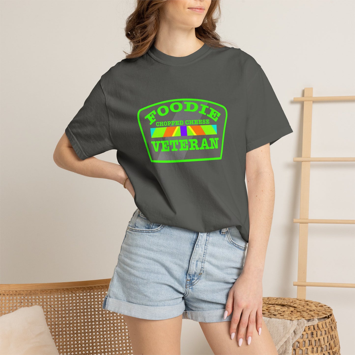 L.O.E.F Foodie Veteran Chopped Cheese Unisex Tee Shirt (Neon Green)