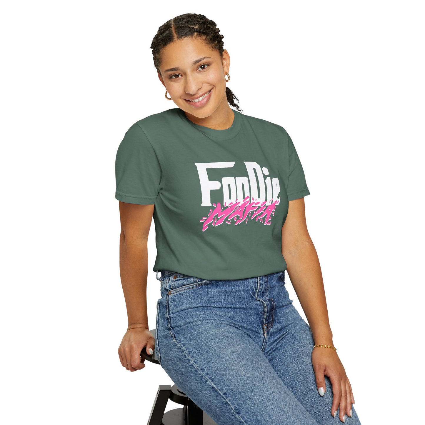 L.O.E.F White Foodie Mafia Unisex Tee Shirt (Hot Pink)
