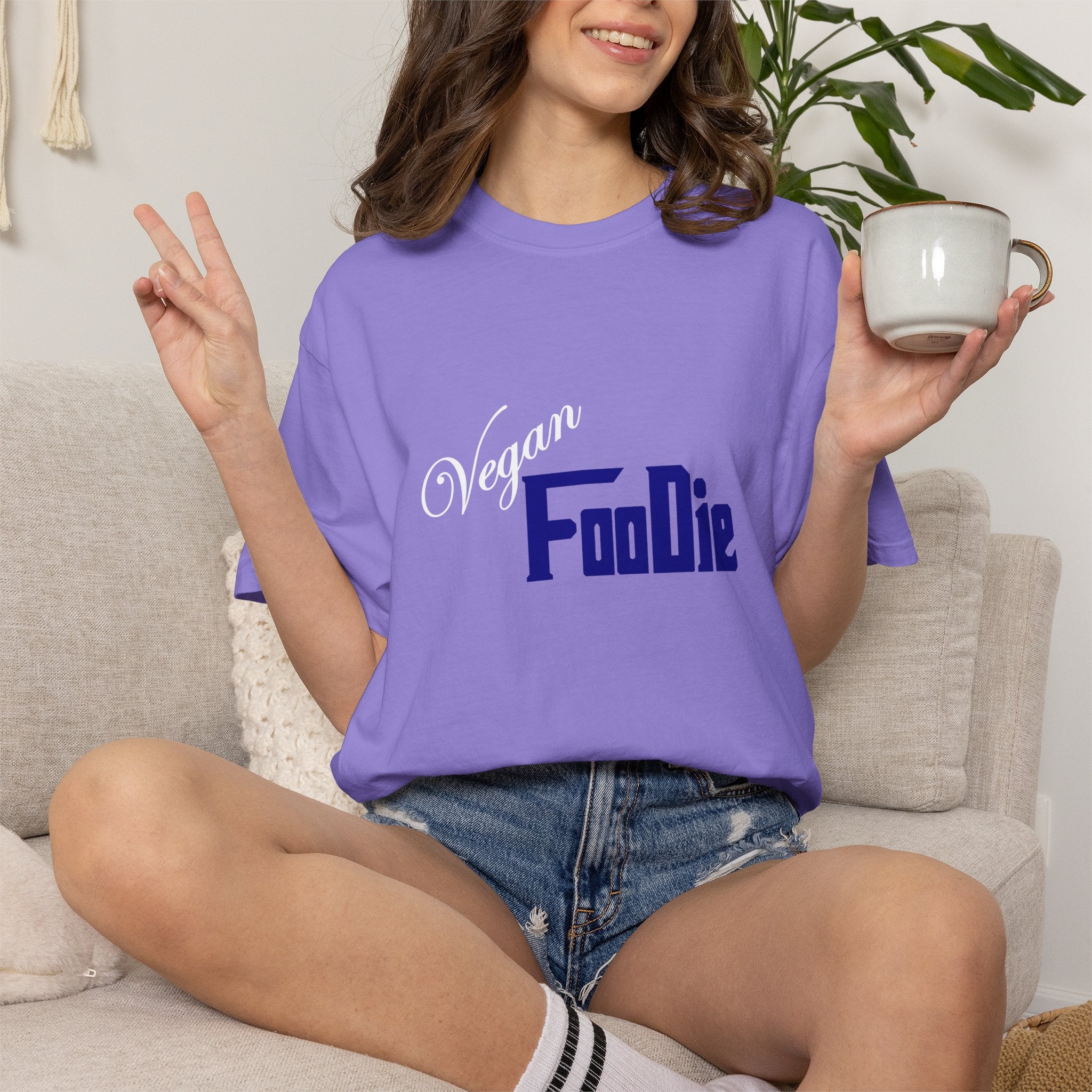 L.O.E.F Unisex Vegan Foodie Tee Shirt (Dark Blue)