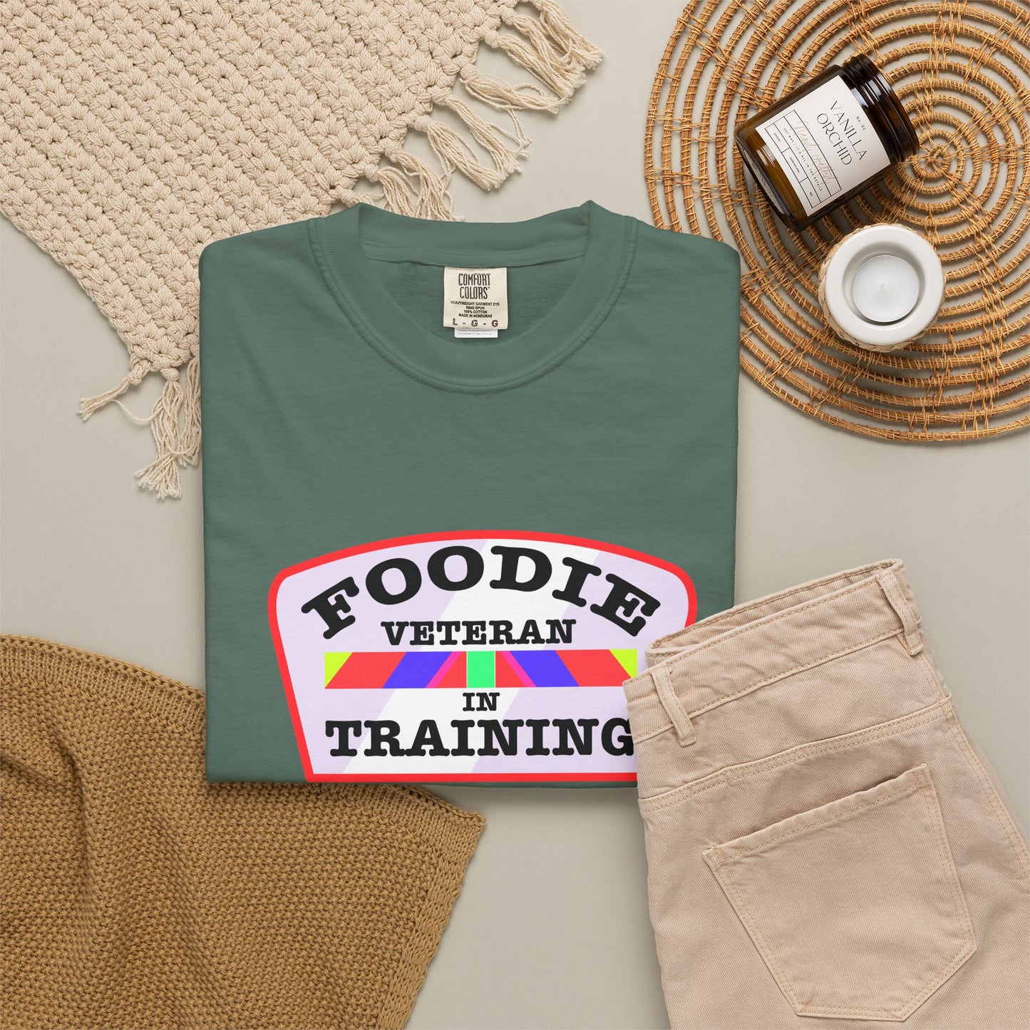 L.O.E.F Foodie Veteran IN TRAINING Unisex Tee Shirt (Soft Pink)