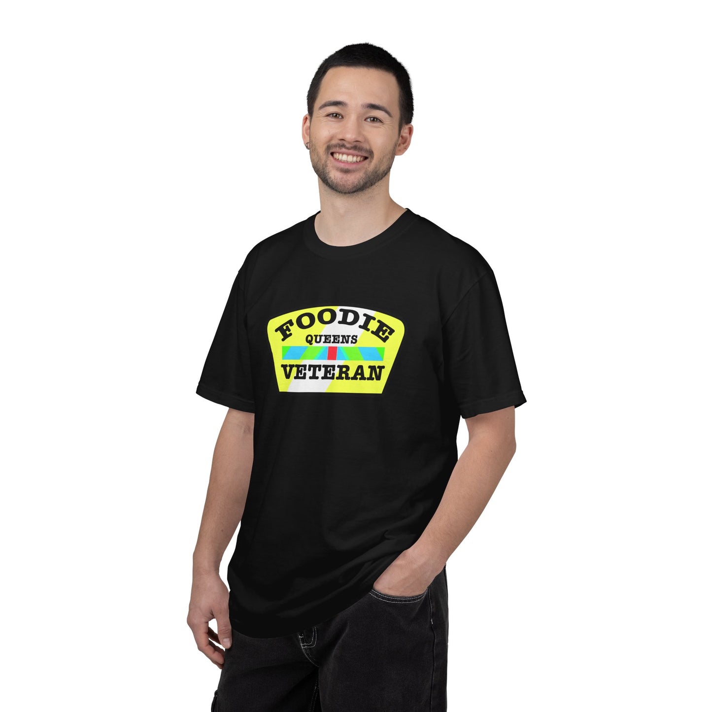 L.O.E.F Foodie Veteran QUEENS Unisex Tee Shirt (Yellow and Black)
