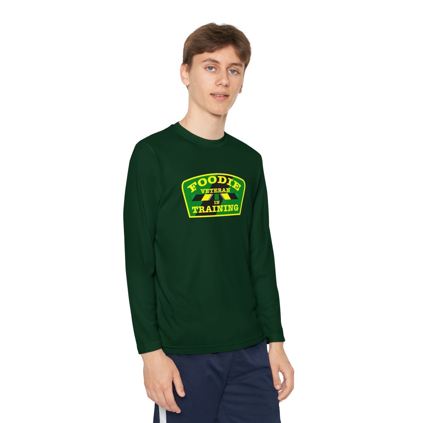 L.O.E.F Foodie Veteran In Training Youth Long Sleeve Tee (Yellow and Green)