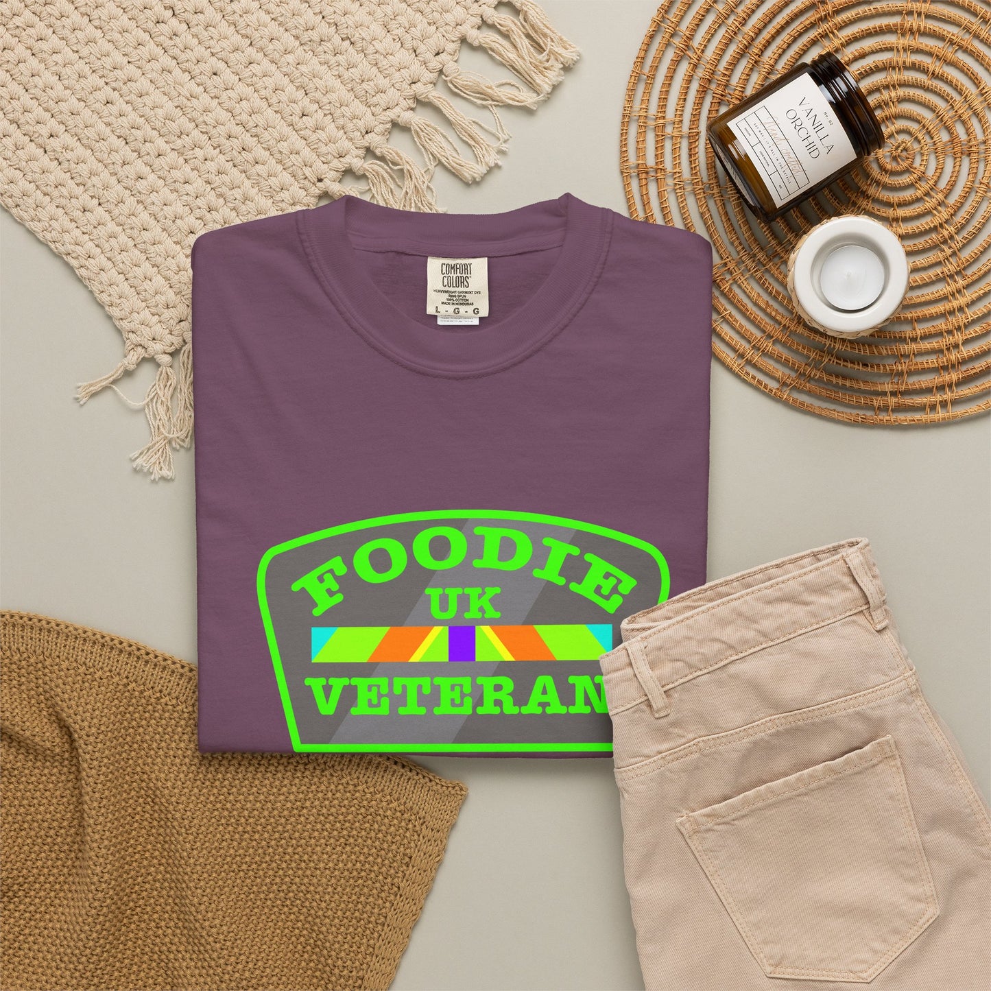 L.O.E.F Foodie Veteran UK Unisex Tee Shirt (Neon Green)
