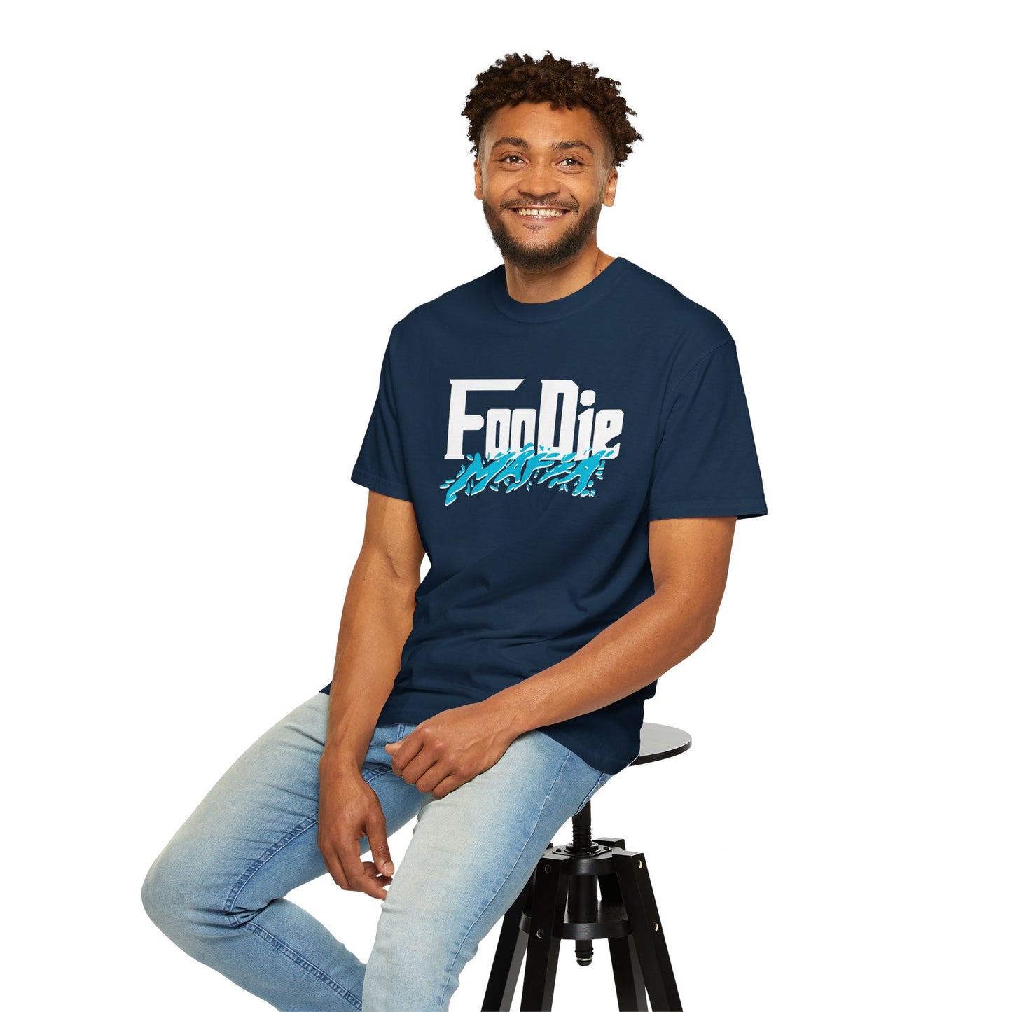 L.O.E.F Foodie Mafia Unisex Tee Shirt  (Aqua Blue)