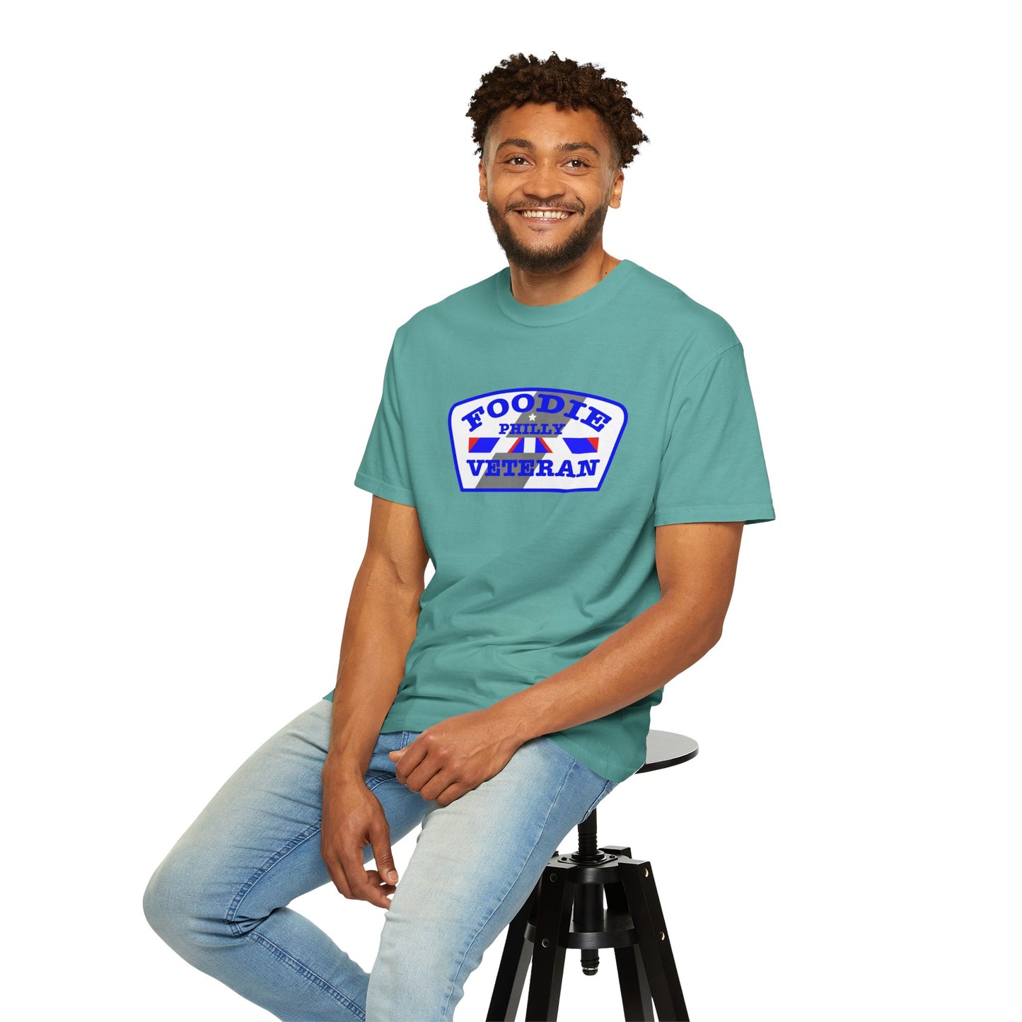 L.O.E.F Foodie Veteran PHILLY Unisex Tee Shirt (Blue)