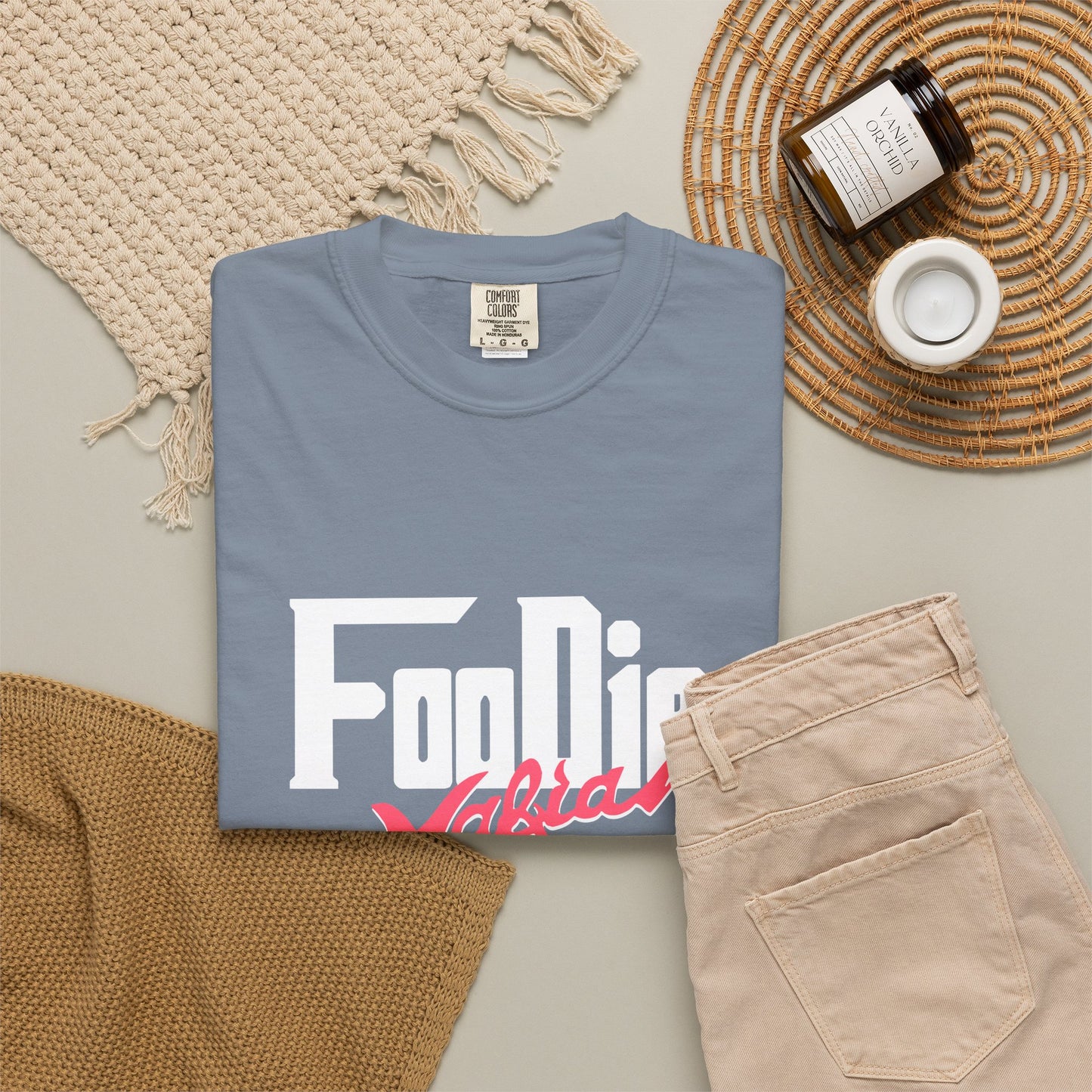 L.O.E.F White Foodie Mafia Unisex Tee shirt (Fiery Red)