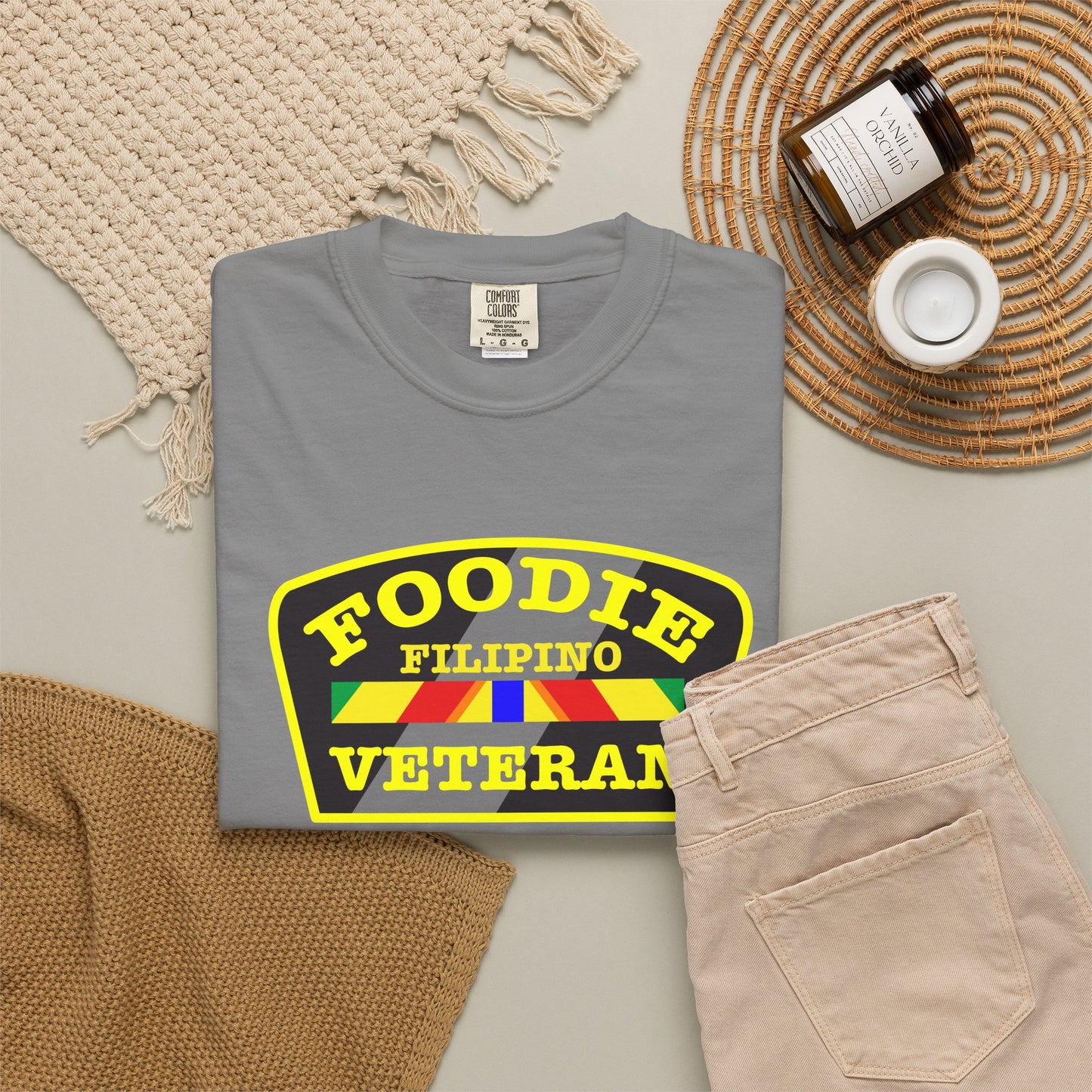 L.O.E.F Foodie Veteran FILIPINO Unisex Tee Shirt (Yellow)