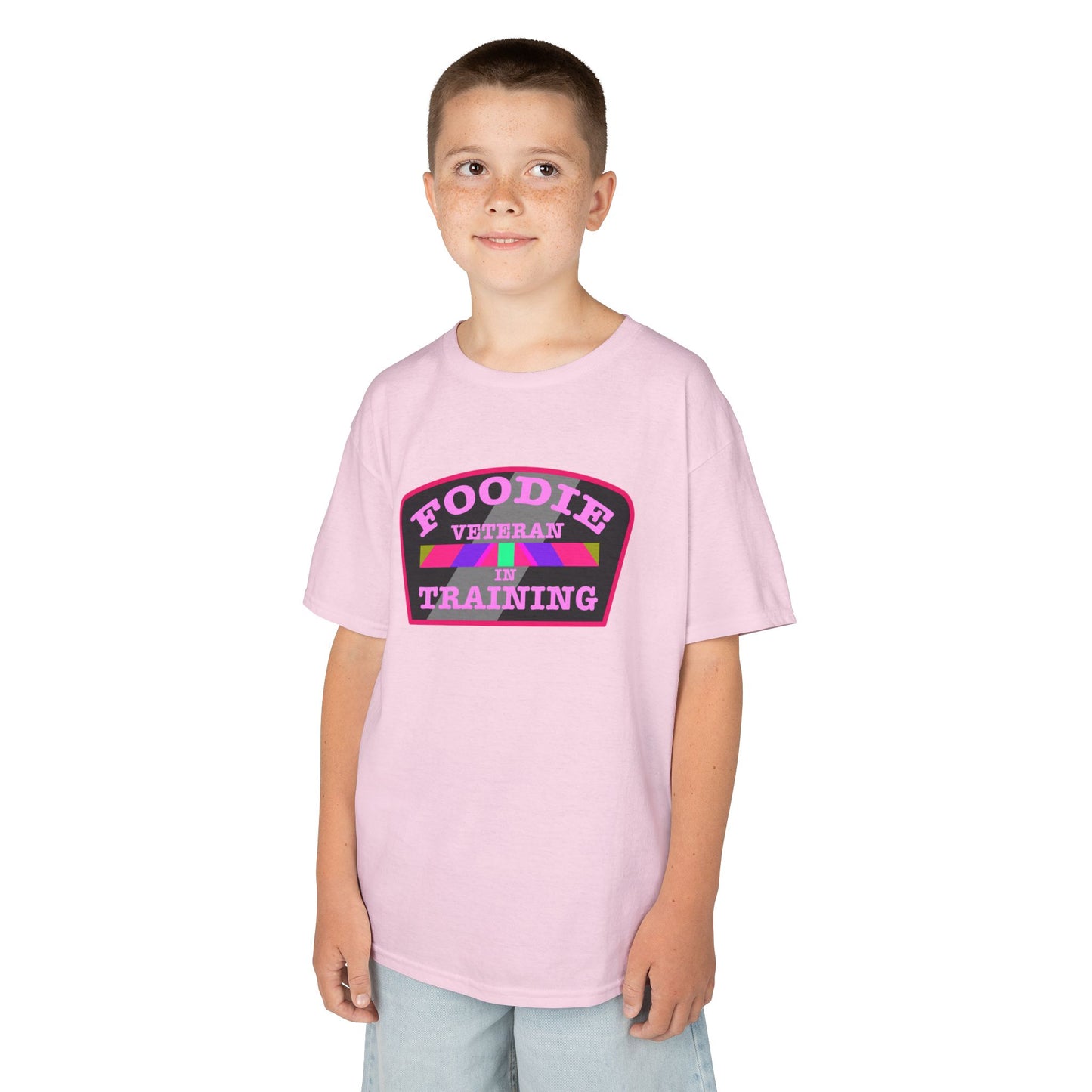 L.O.E.F Foodie Veteran In Training Kids Tee Shirt (Pink)