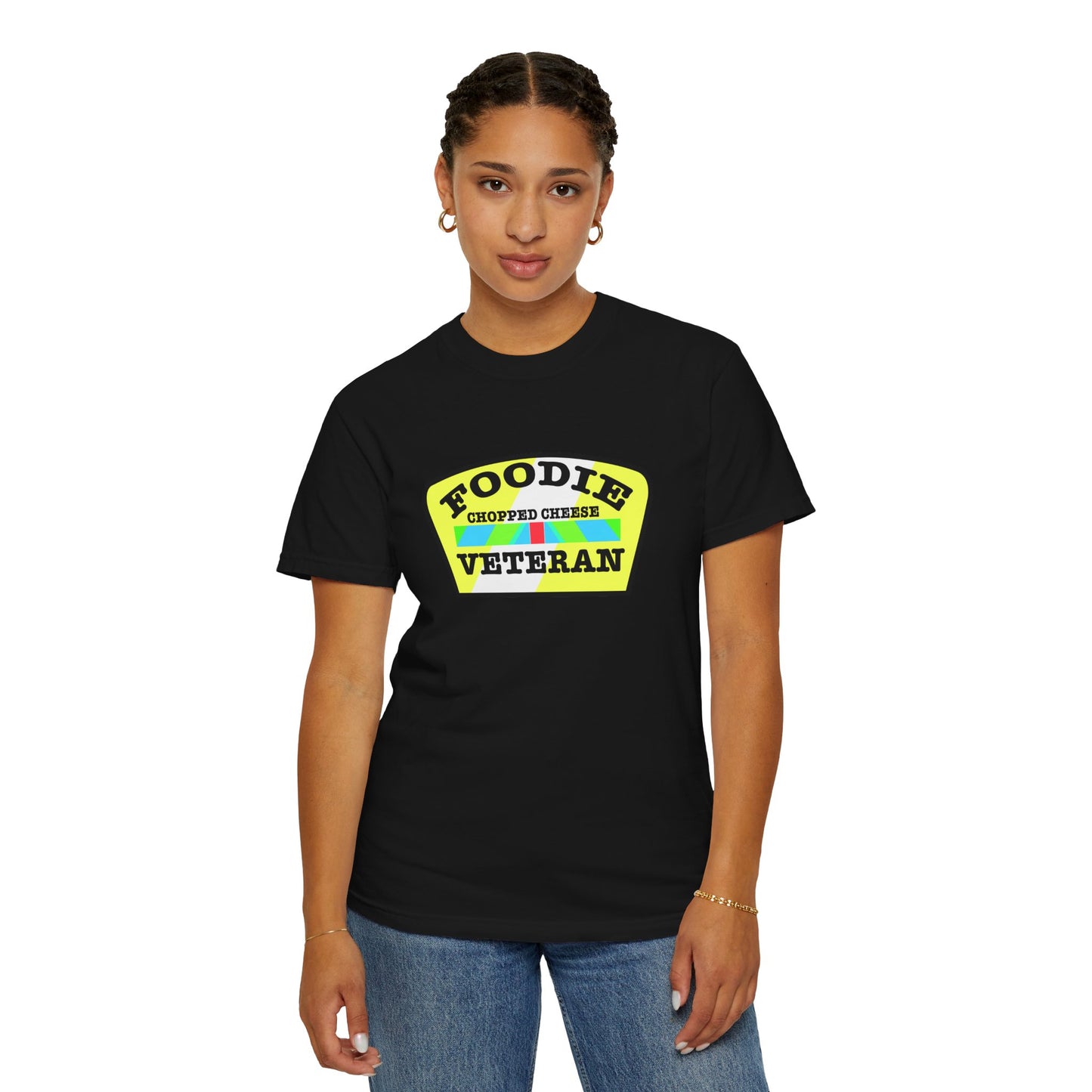 L.O.E.F Foodie Veteran Chopped Cheese Unisex Tee Shirt (Black and Yellow)