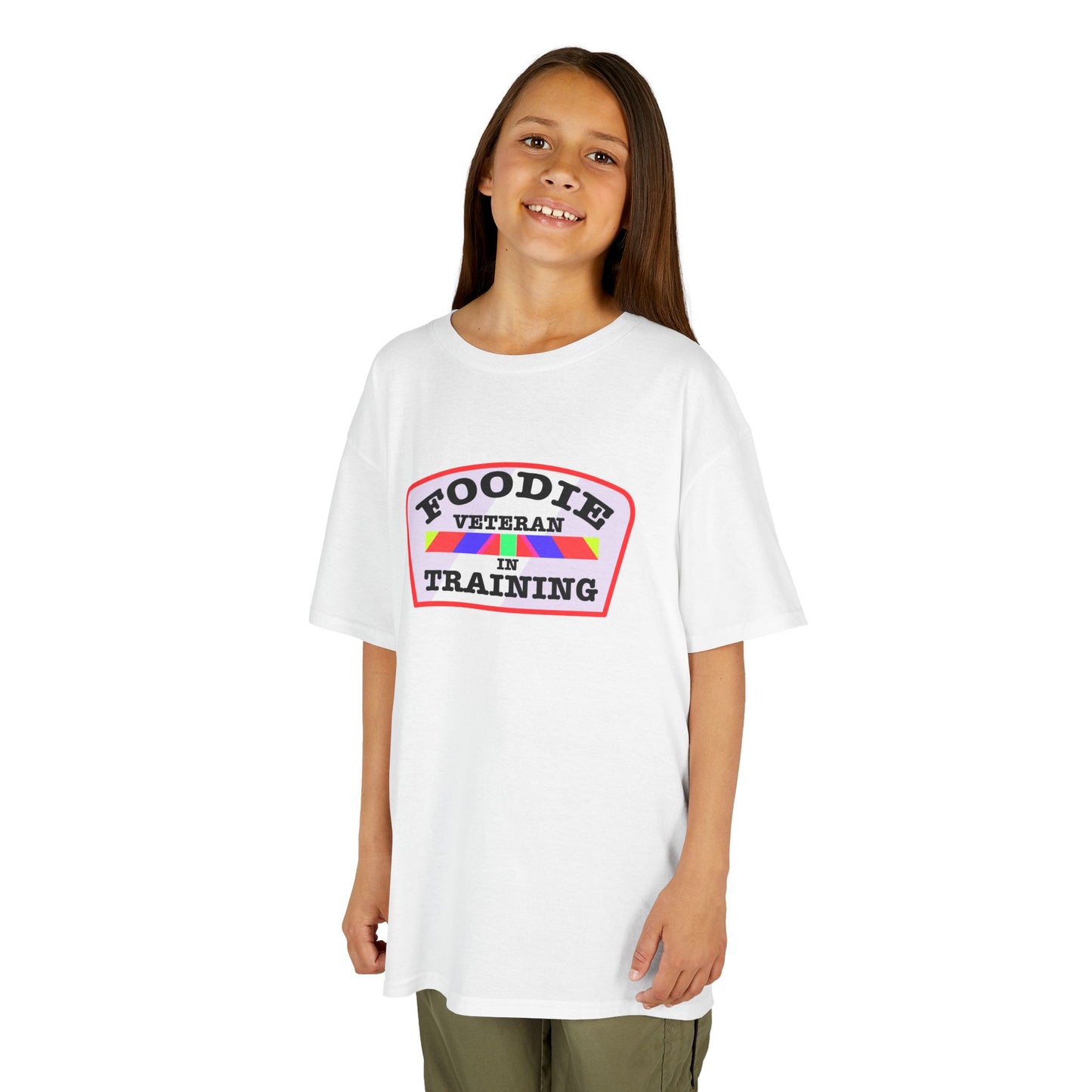 L.O.E.F Foodie Veteran In Training Kids Tee Shirt (Soft Pink)