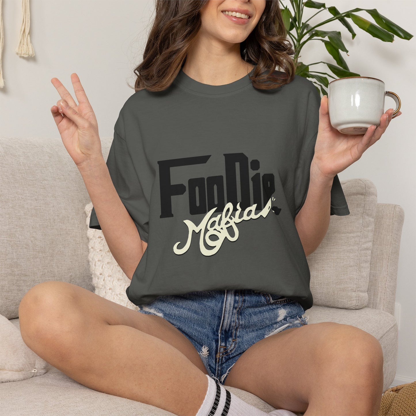L.O.E.F Foodie Mafia Unisex Tee Shirt (Cream)
