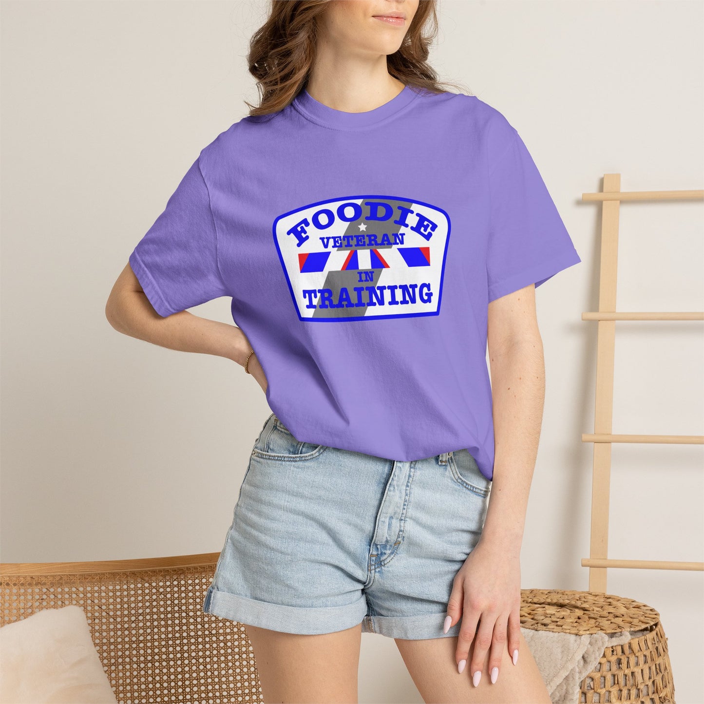 L.O.E.F Foodie Veteran IN TRAINING Unisex Tee Shirt (Blue)